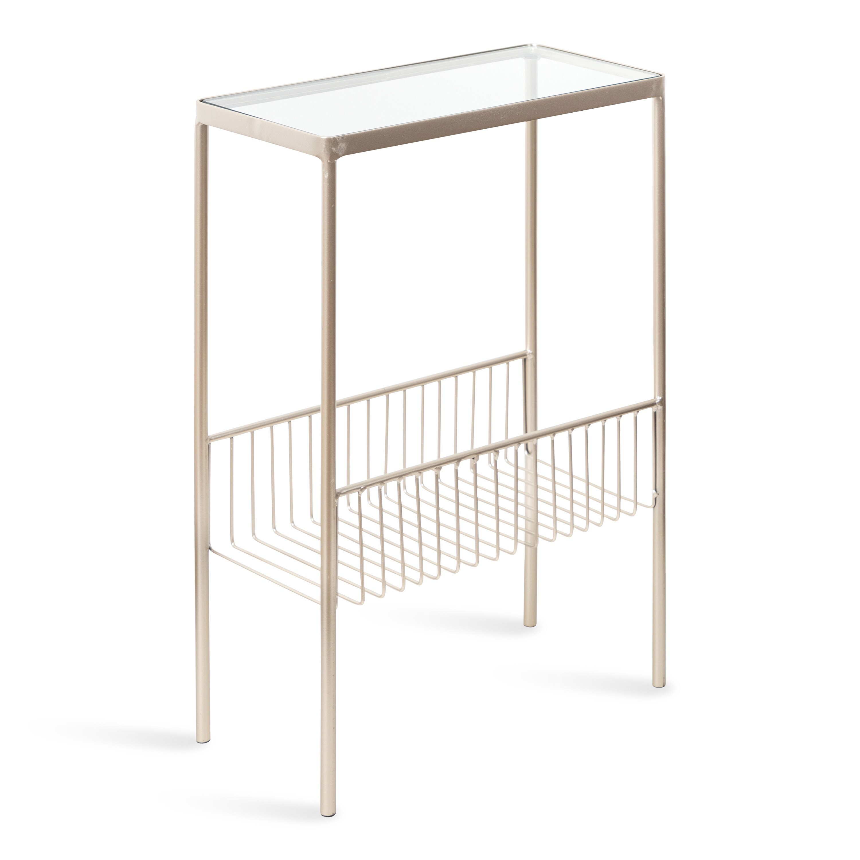 Kate and Laurel 219579 Trubey 15.75-Inches W x 24.5-Inches H Silver Glass Rectangular Modern End Table
