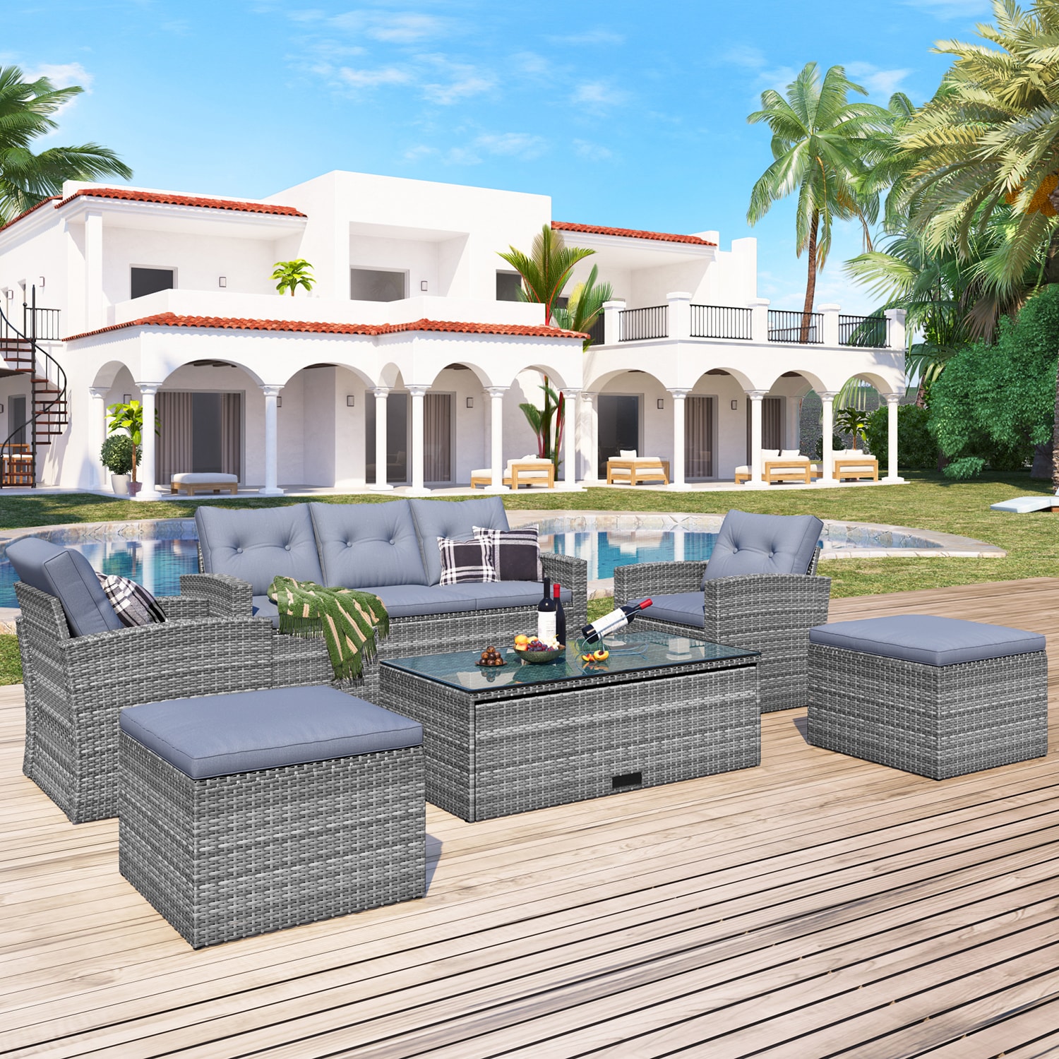 SINOFURN SYA380163GY Patio-Conversation-Sets - View #2