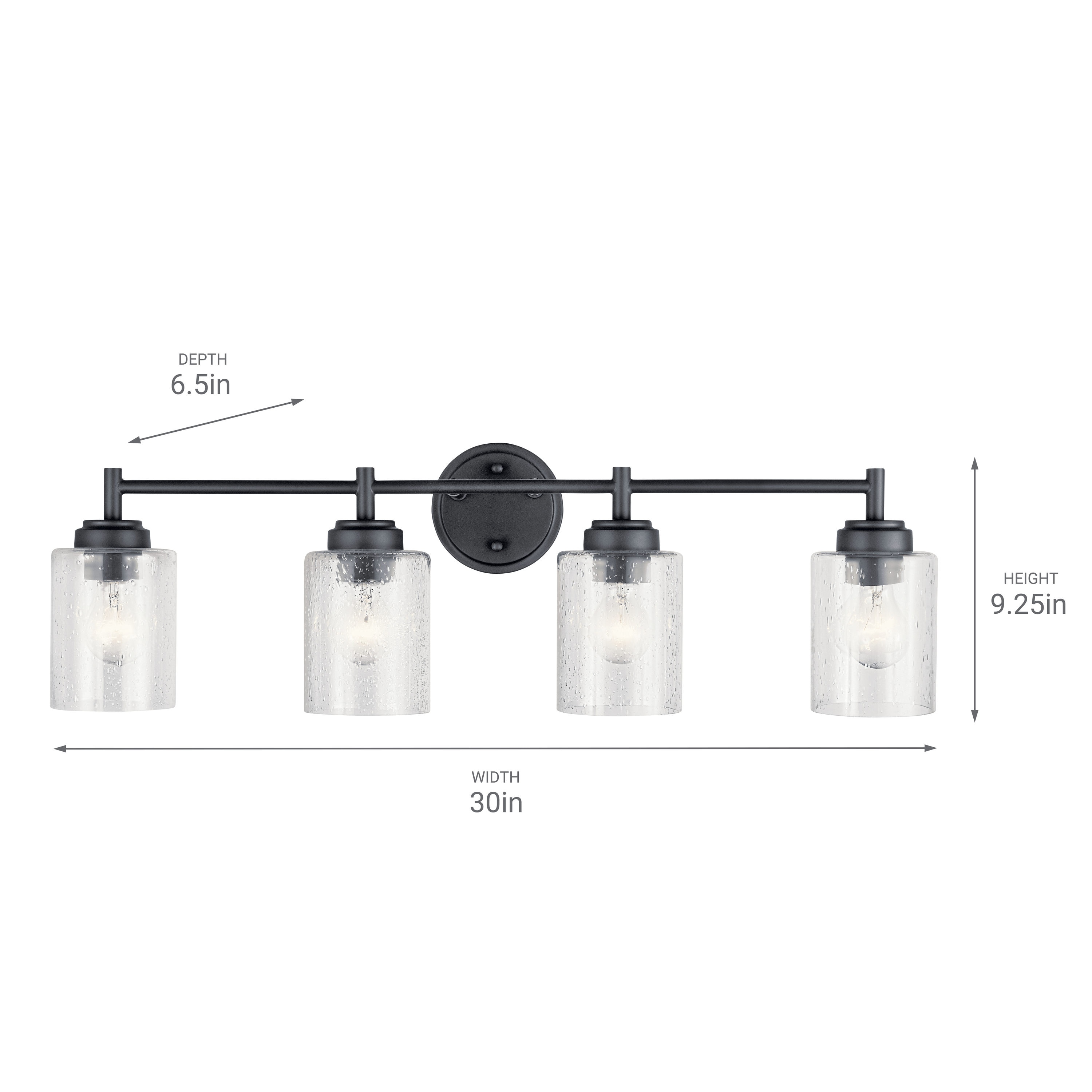 Kichler Winslow 30-in 4-Light Black Modern/Contemporary Vanity Light ...