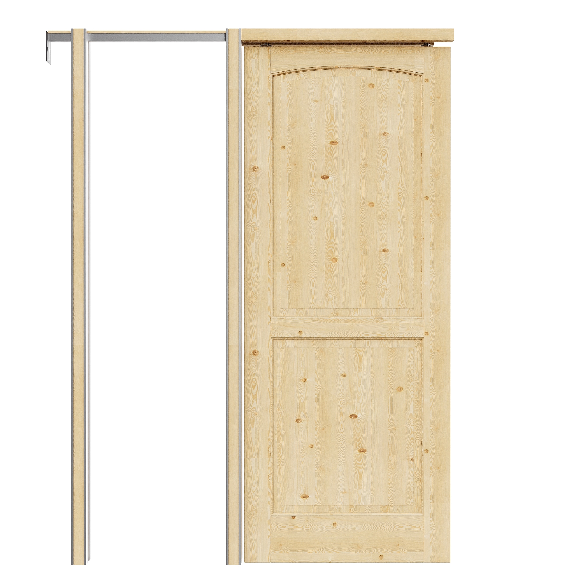JUJUBON IN-PDPKPN-2LGX-36 36-in x 80-in Wood Pocket Door Frame with Pocket Door,Pocket Door Frame and Hardware Soft Close Included