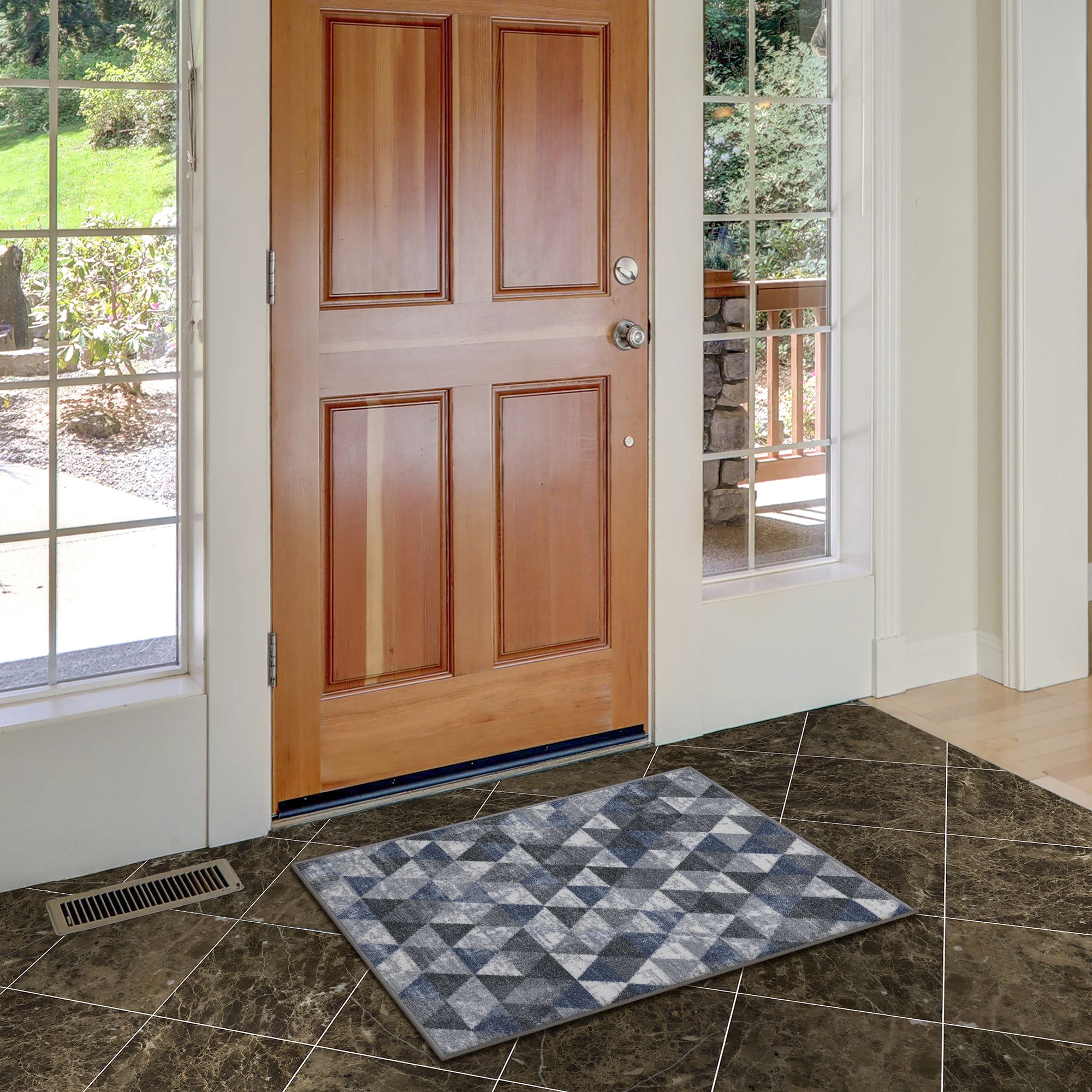 Ottomanson CLS7036-2X3 Classics 2 x 3 (ft) Loomed Nylon Navy Modern Rectangular Indoor Geometric Mid-Century Modern Area rug