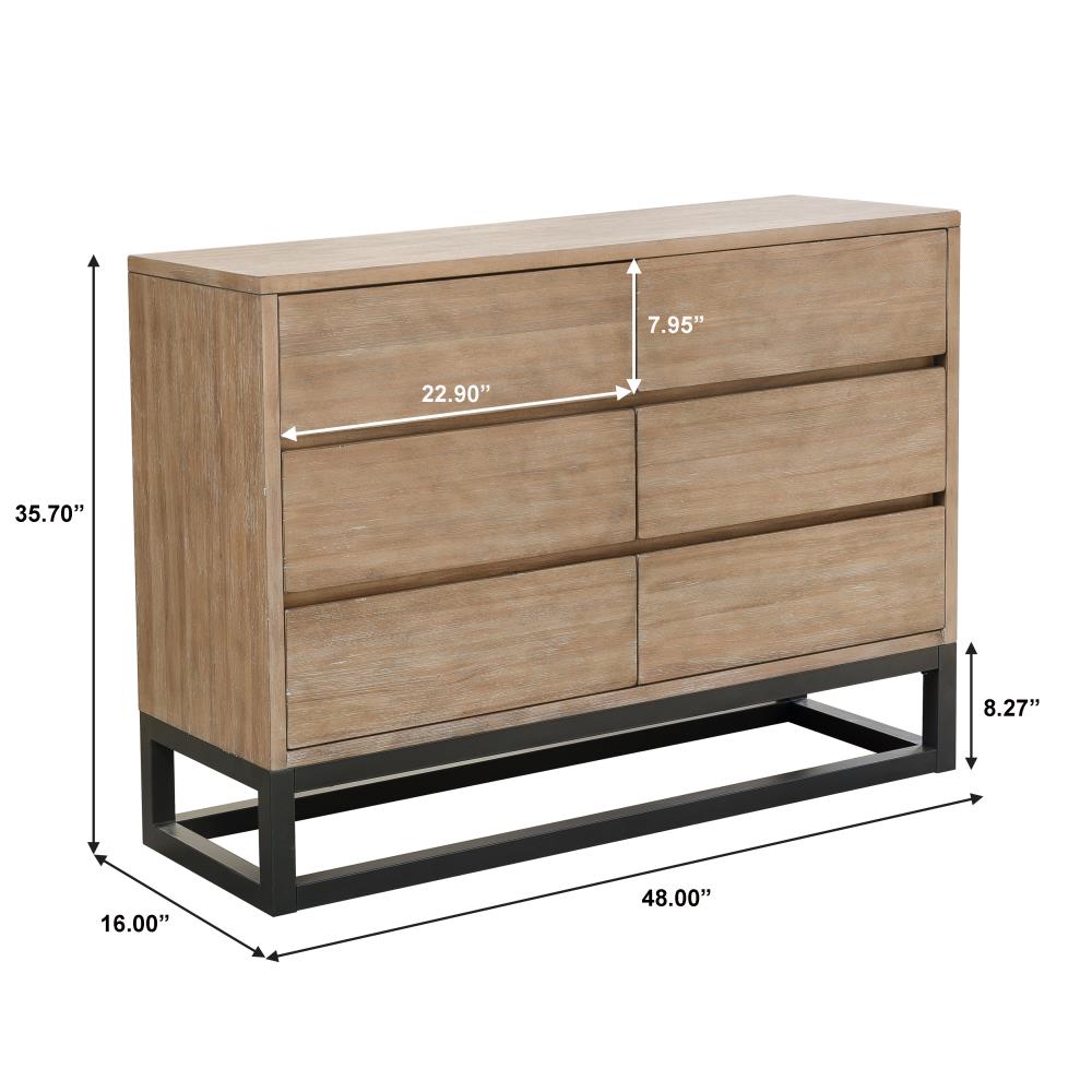 HomeFare Brown Acacia 6-Drawer Accent Chest at Lowes.com
