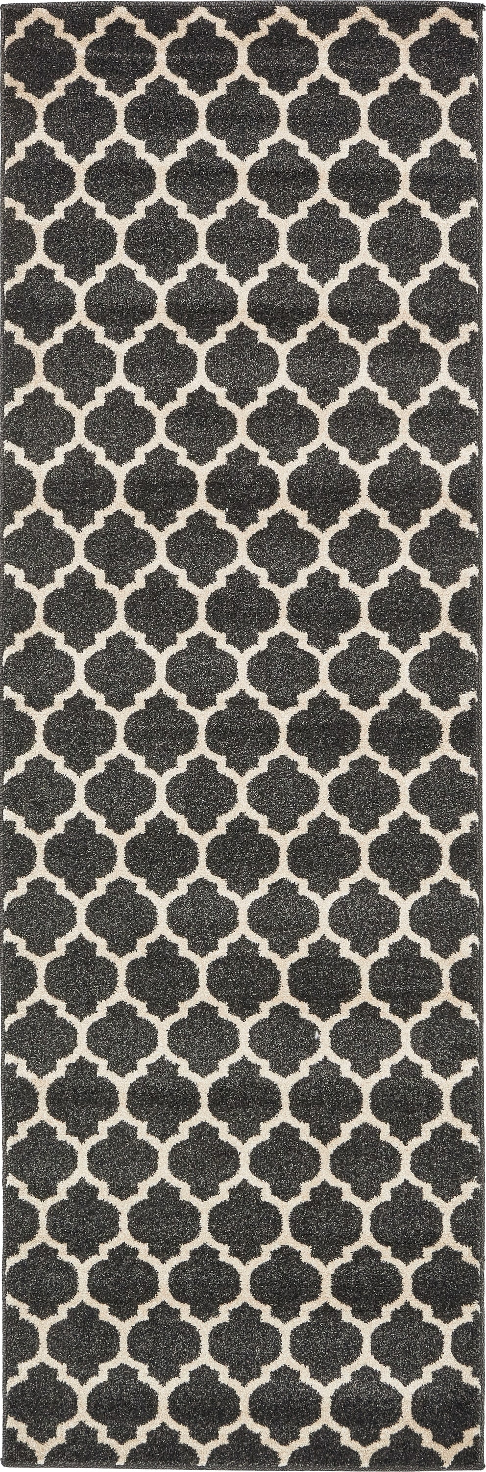 Unique Loom 3128616 Philadelphia Trellis 3 x 8 (ft) Loomed Polypropylene Black/Beige Rectangular Indoor Geometric Industrial Runner rug