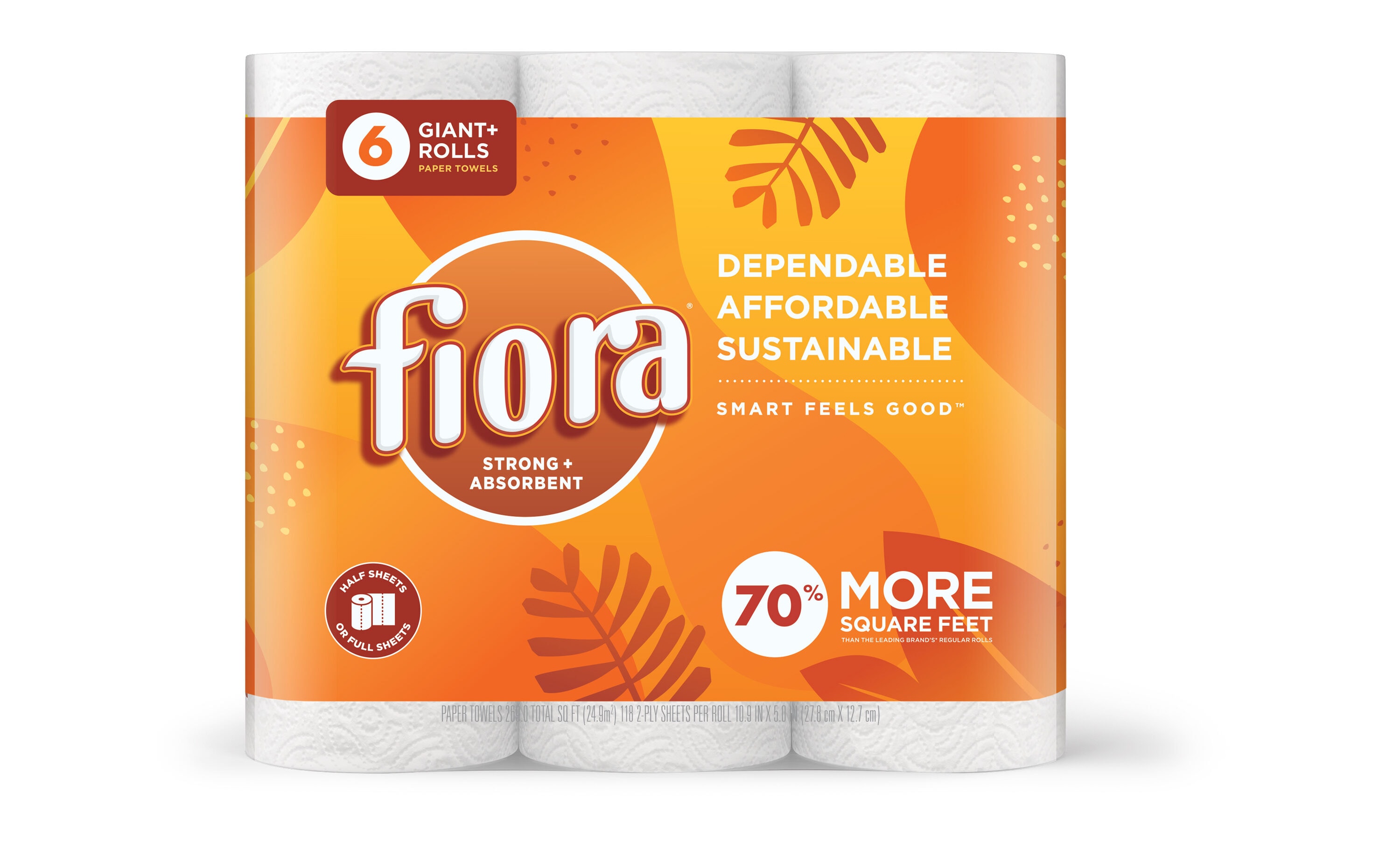 FIORA White 2-Ply Full-Size Paper Towels, Strong and Absorbent