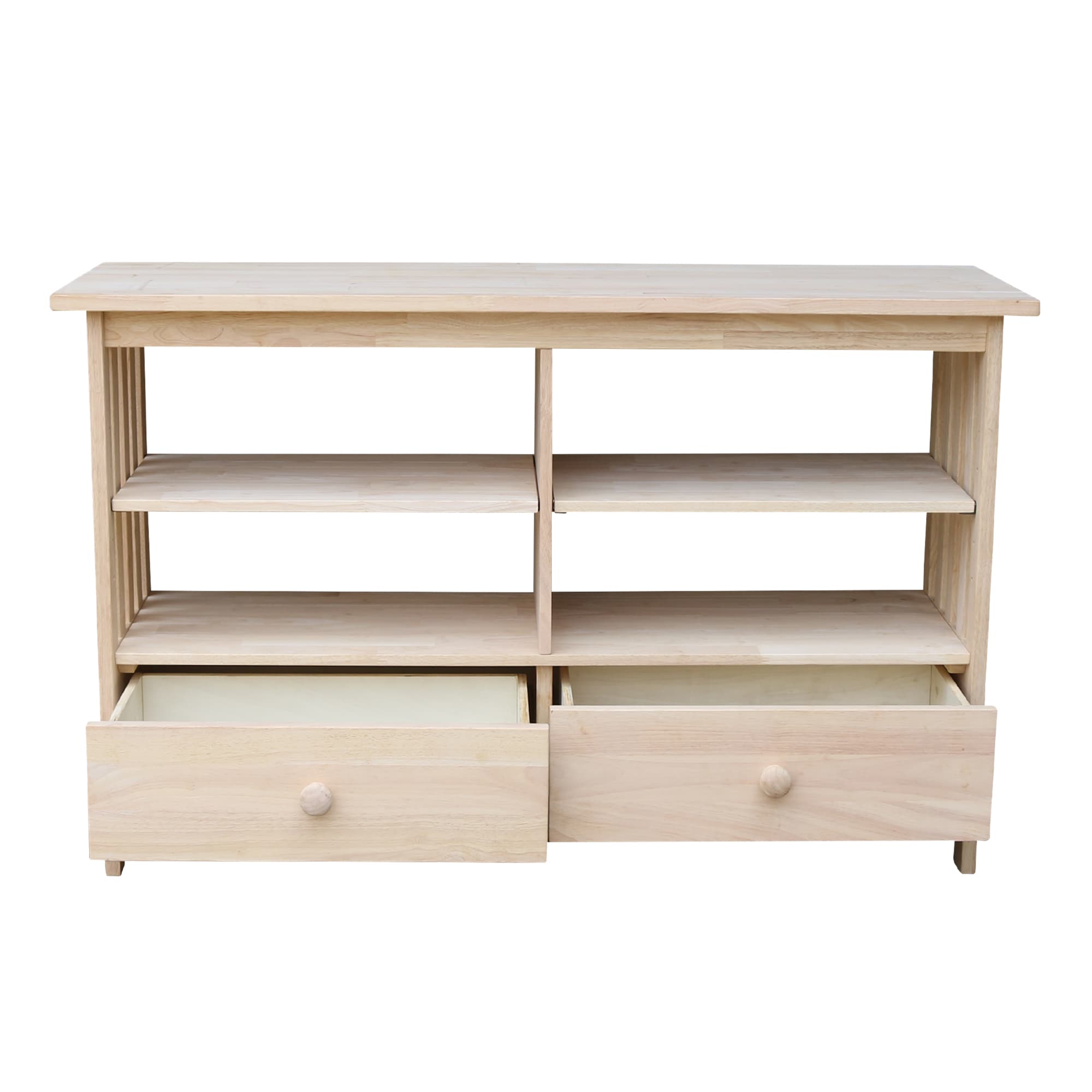 Solid Wood Classic Mission TV Stand with Cabinet - Light Brown