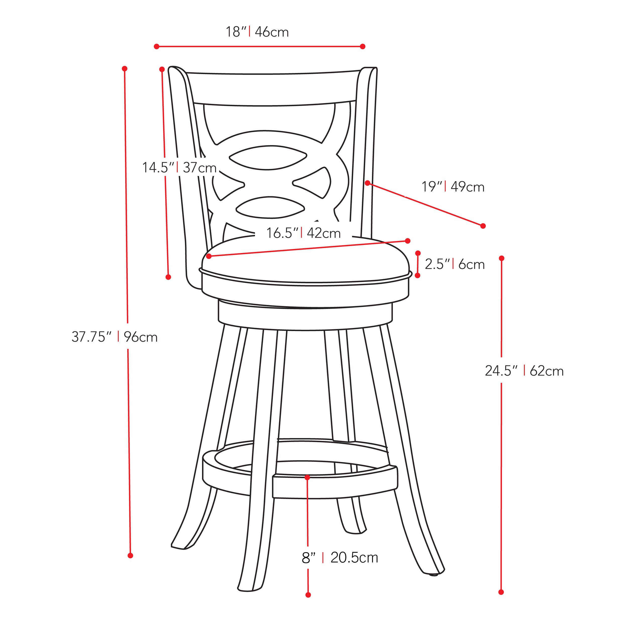 Elegant Woodgrove High Back Swivel Barstool Set, Cappuccino and White