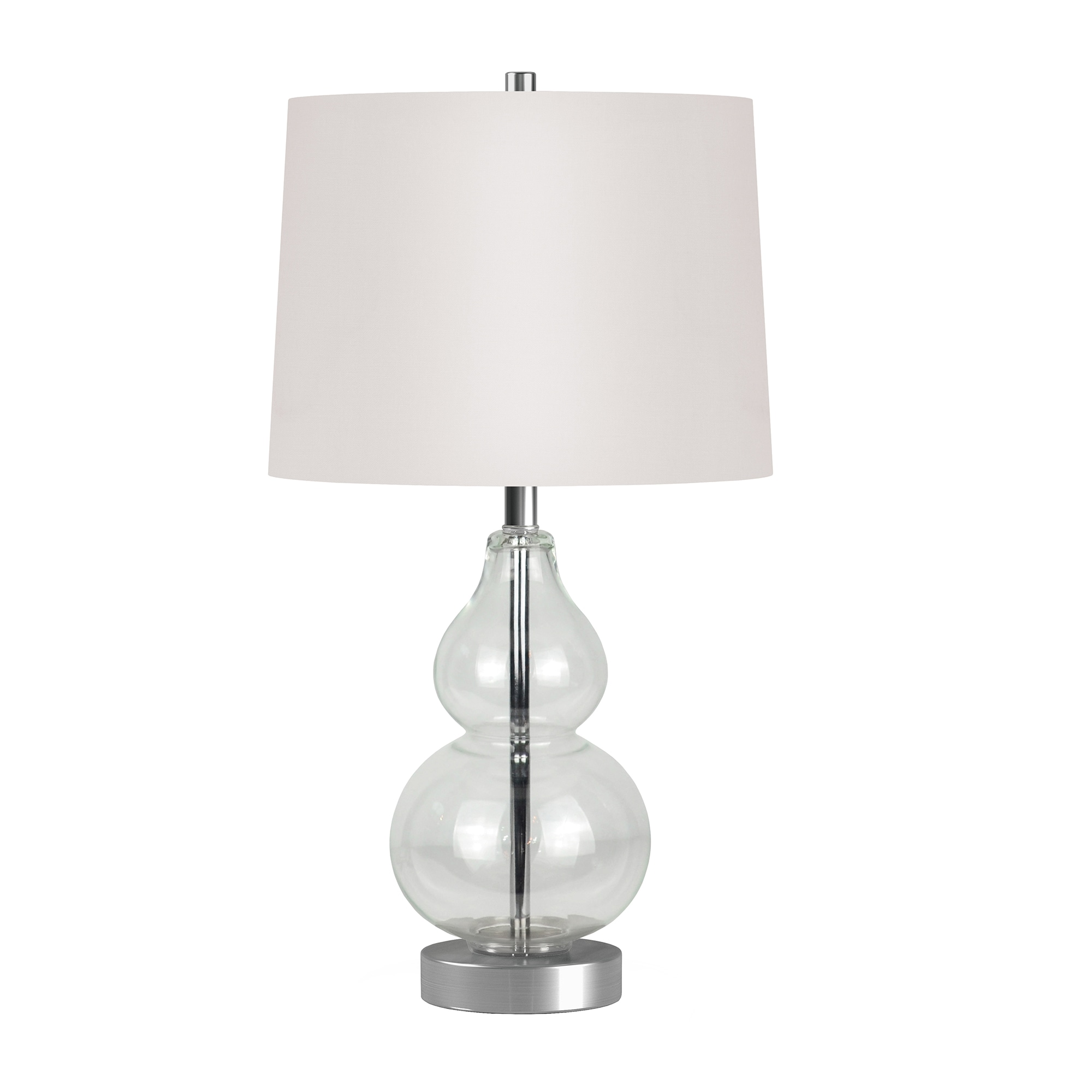 Katrina Petite Clear Glass Table Lamp with White Linen Shade