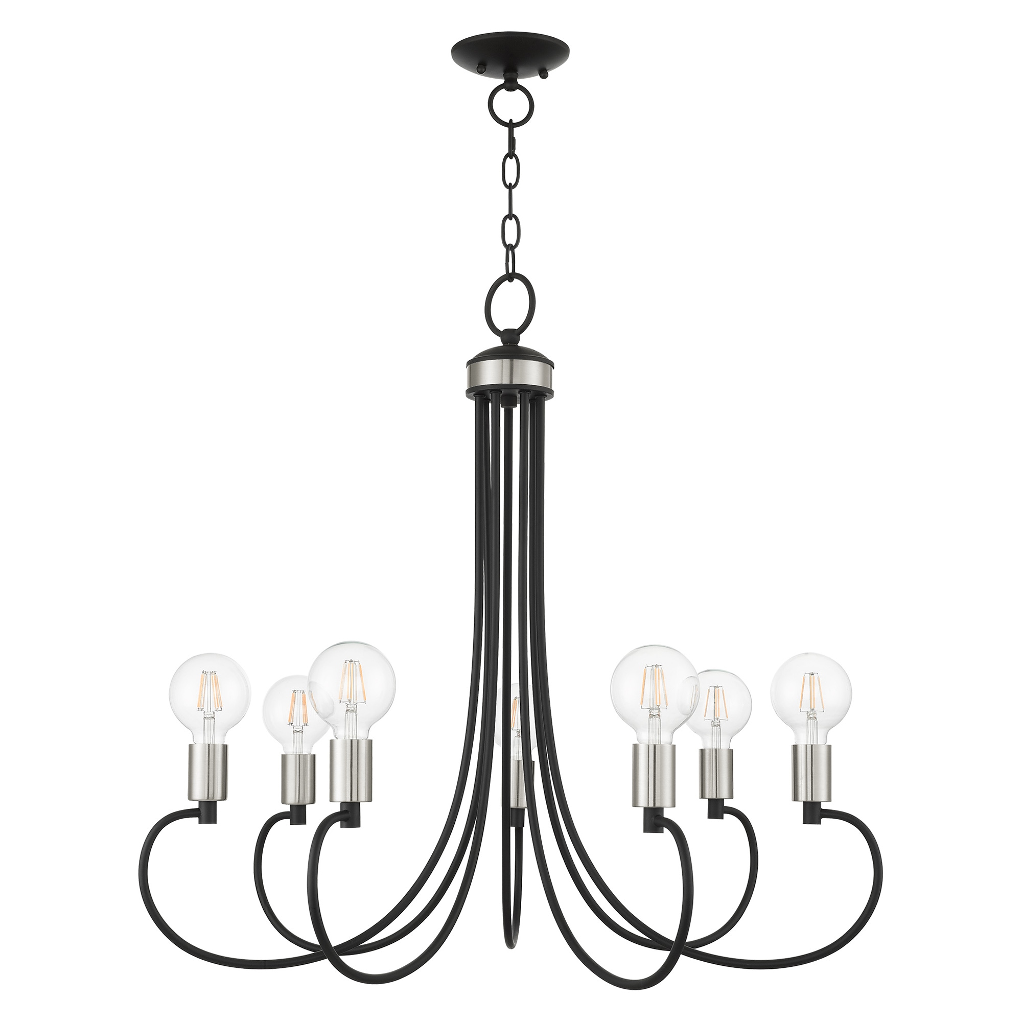 Livex Lighting 42927-04 Bari 7 -Light Matte Black Transitional For Use in Bathrooms, Bedrooms, Dining Rooms, Foyers, Kitchens, Living Rooms Chandelier