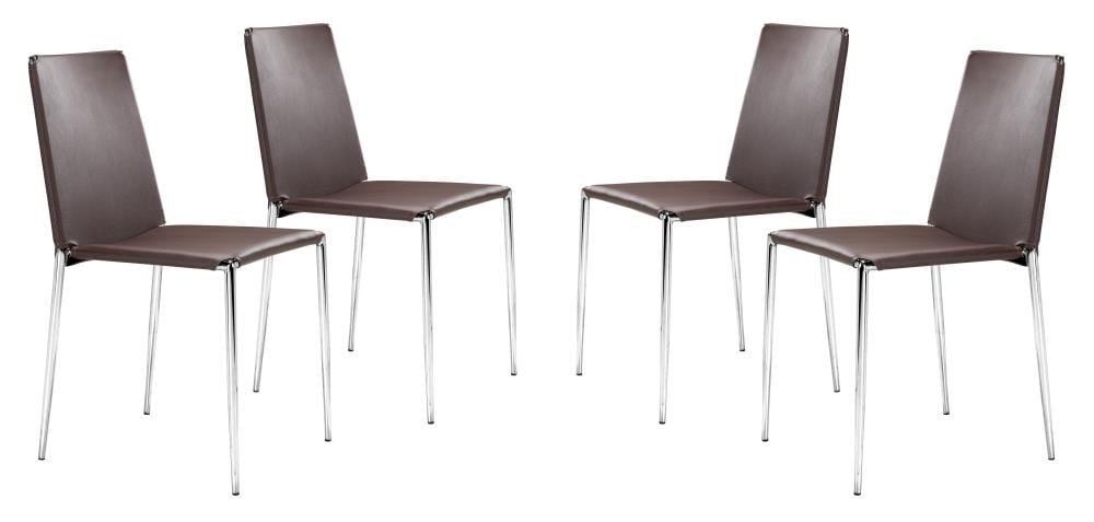 Zuo Modern 101107 Set of 4 Alex Contemporary/Modern Faux Leather Upholstered Dining Side Chair (Metal Frame)