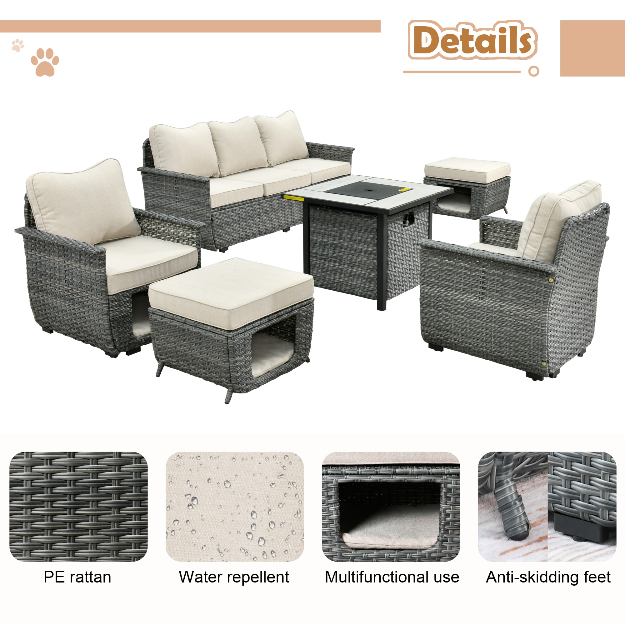 Pouuin SPET6006 Patio-Conversation-Sets - View #2