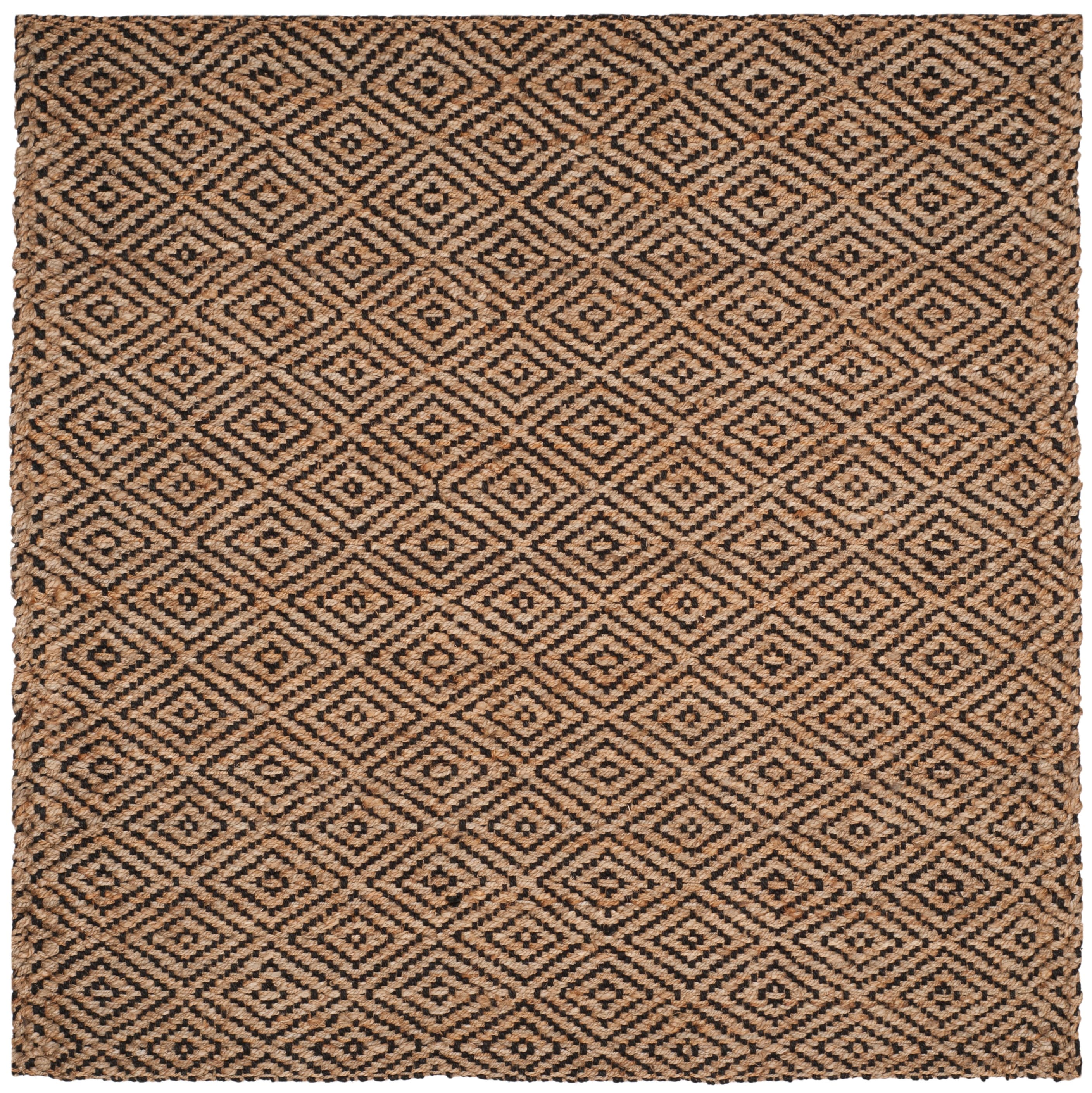 Safavieh NF181C-9SQ Natural Fiber Shinnecock 9 x 9 (ft) Jute Natural/Black Square Indoor Geometric Area rug