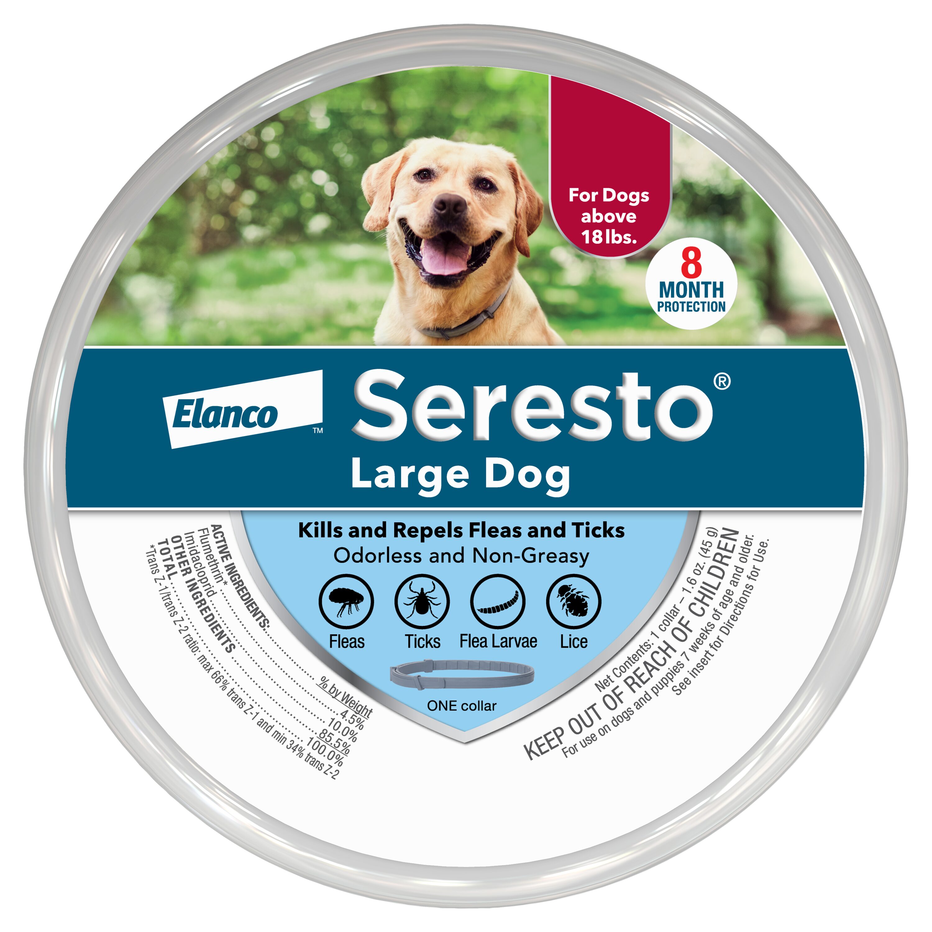 Seresto Flea and Tick Prevention Collar for Large Dogs, 8 Month Prevention, 1.6 oz
