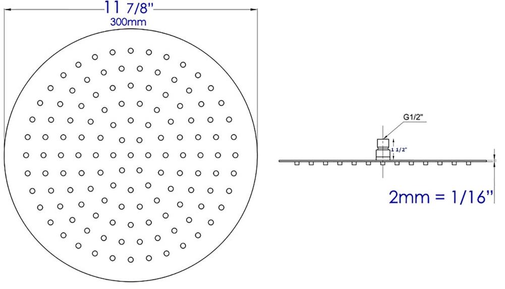 Matte Black 12" Round Ultra-Thin Stainless Steel Rain Shower Head