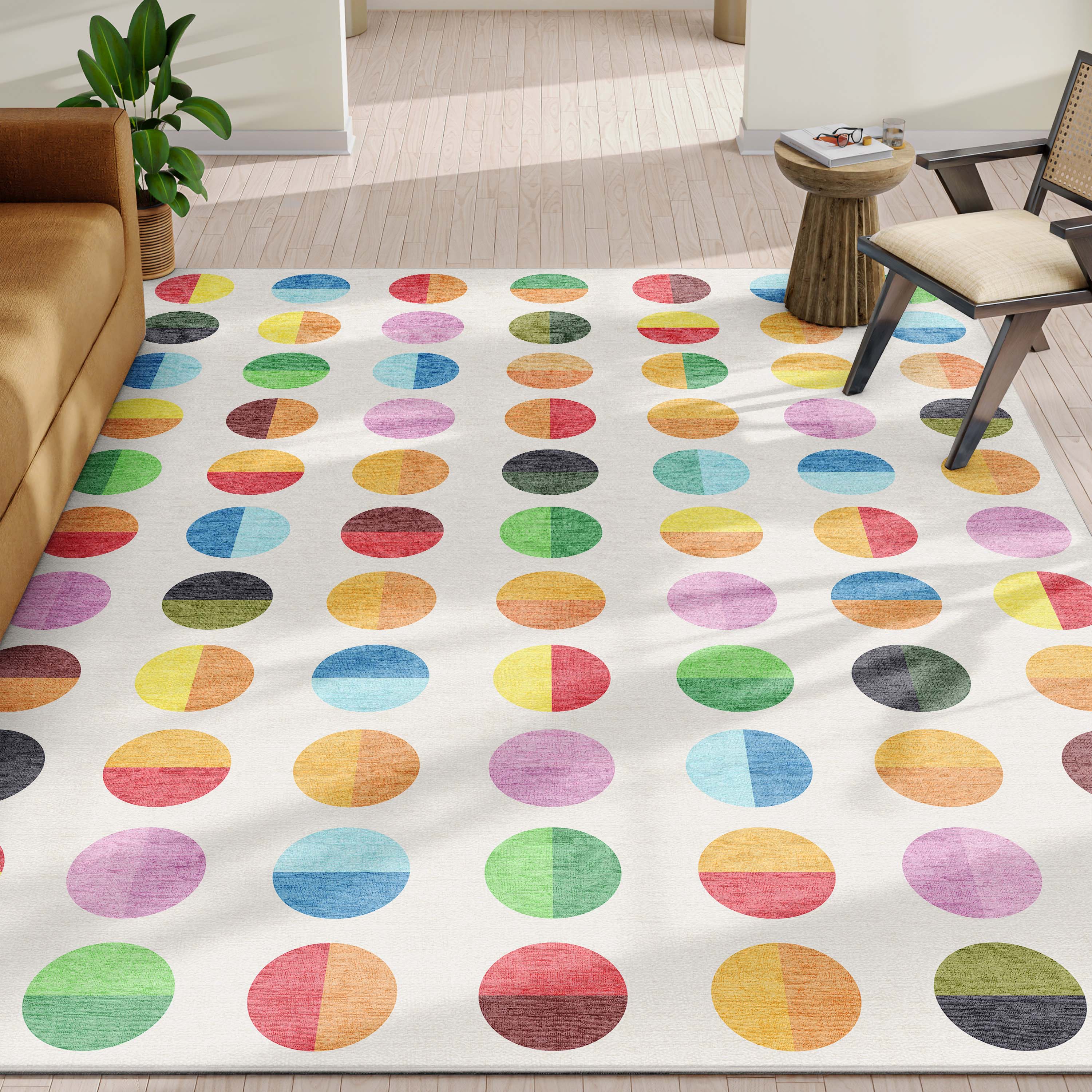 Well Woven CRA-23A-5 Crayola 5 x 7 (ft) Loomed Polyester Multi Color Rectangular Indoor Geometric Mid-Century Modern Area rug