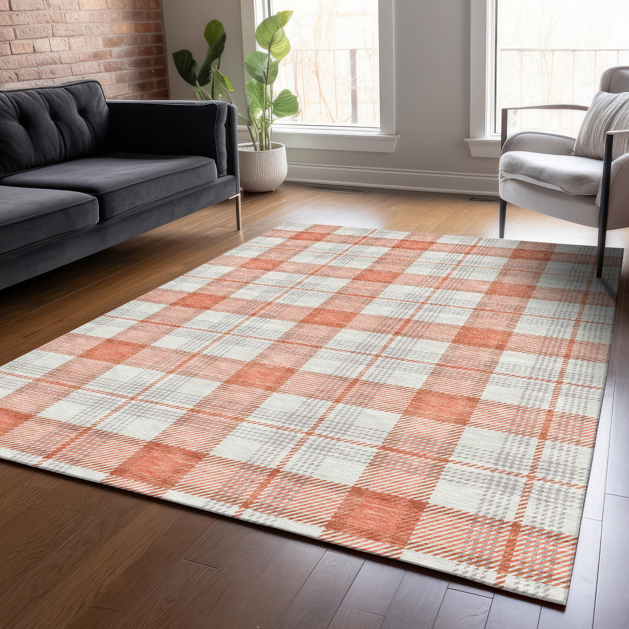 Addison Rugs ACN1052CR5X8 Chantille ACN1052CR 5 x 7 (ft) Polyester Coral Rectangular Indoor/Outdoor Geometric Machine washable Area rug