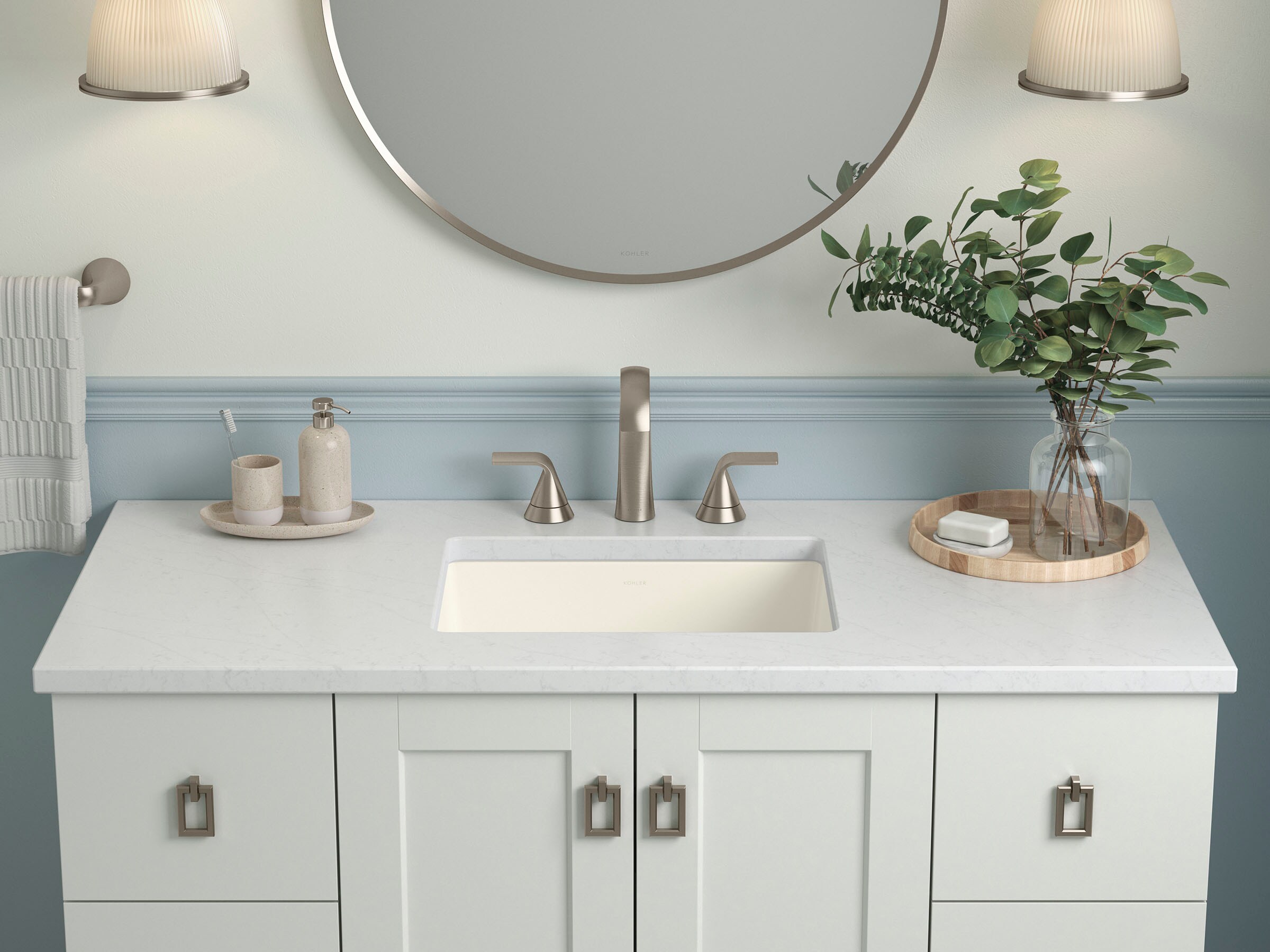 Silestone Eternal Statuario Quartz 49-Inch Vanity Top with Rectangle Cutout