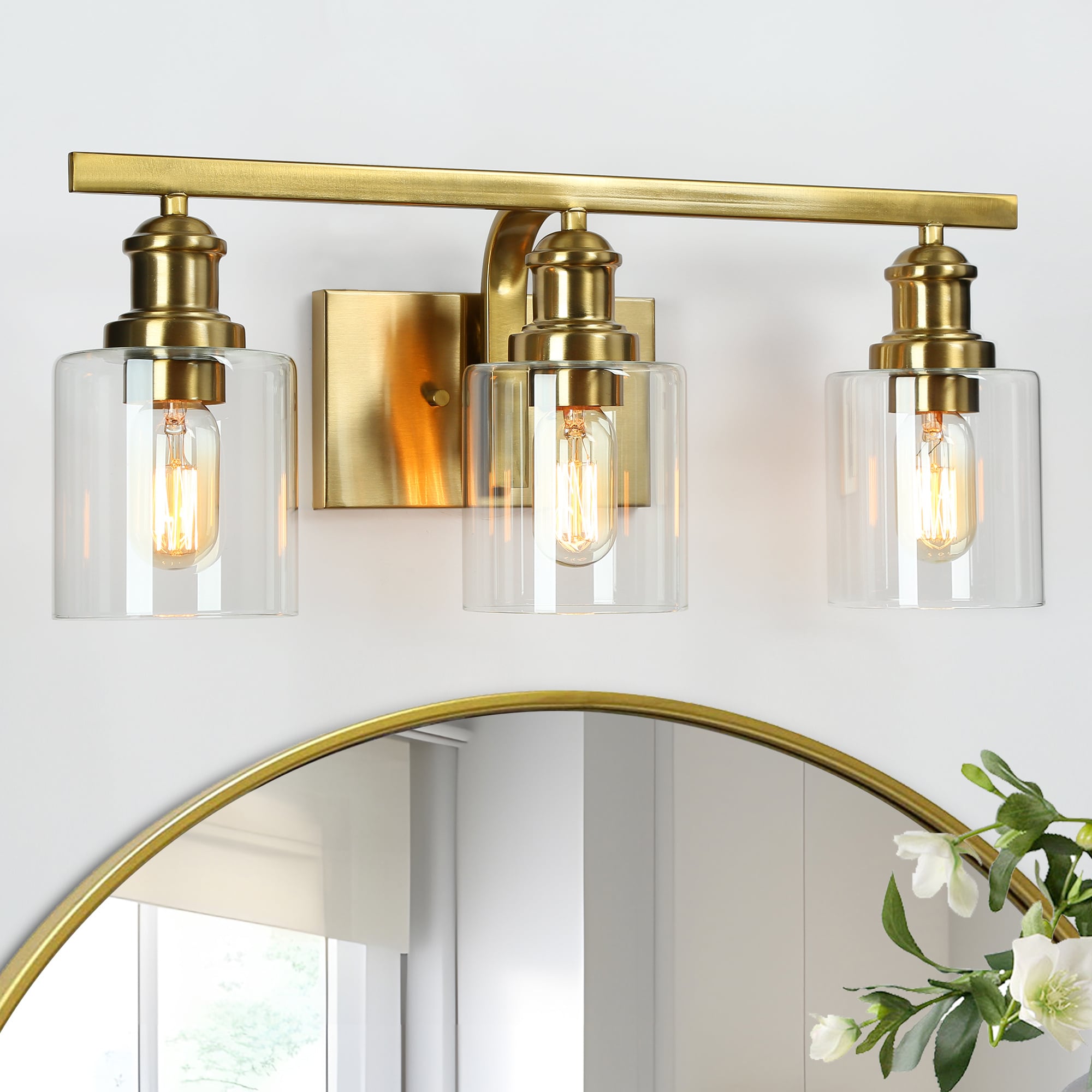 LNC JIJUAZLWS1456857 Arlimutike 22-in 3 -Light Polished Brass Transitional Vanity light bar