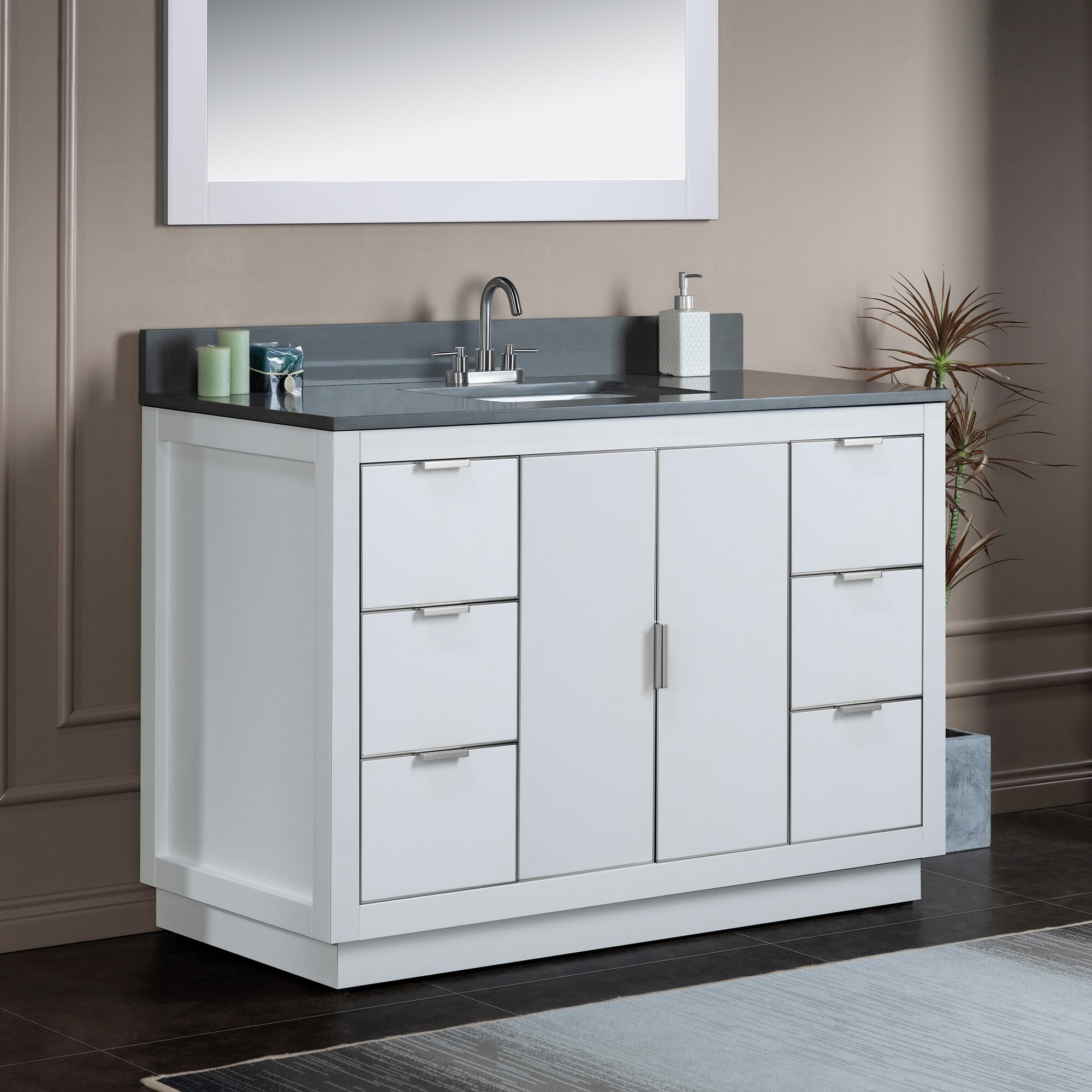 Woodbridge 48-in White with Nickel Trim Undermount Single Sink Bathroom ...