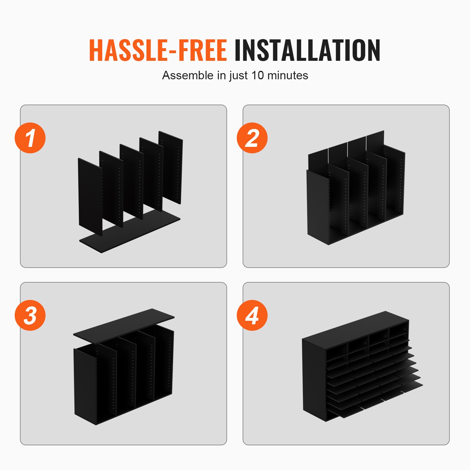 Black 36-Compartment Wood Literature Organizer