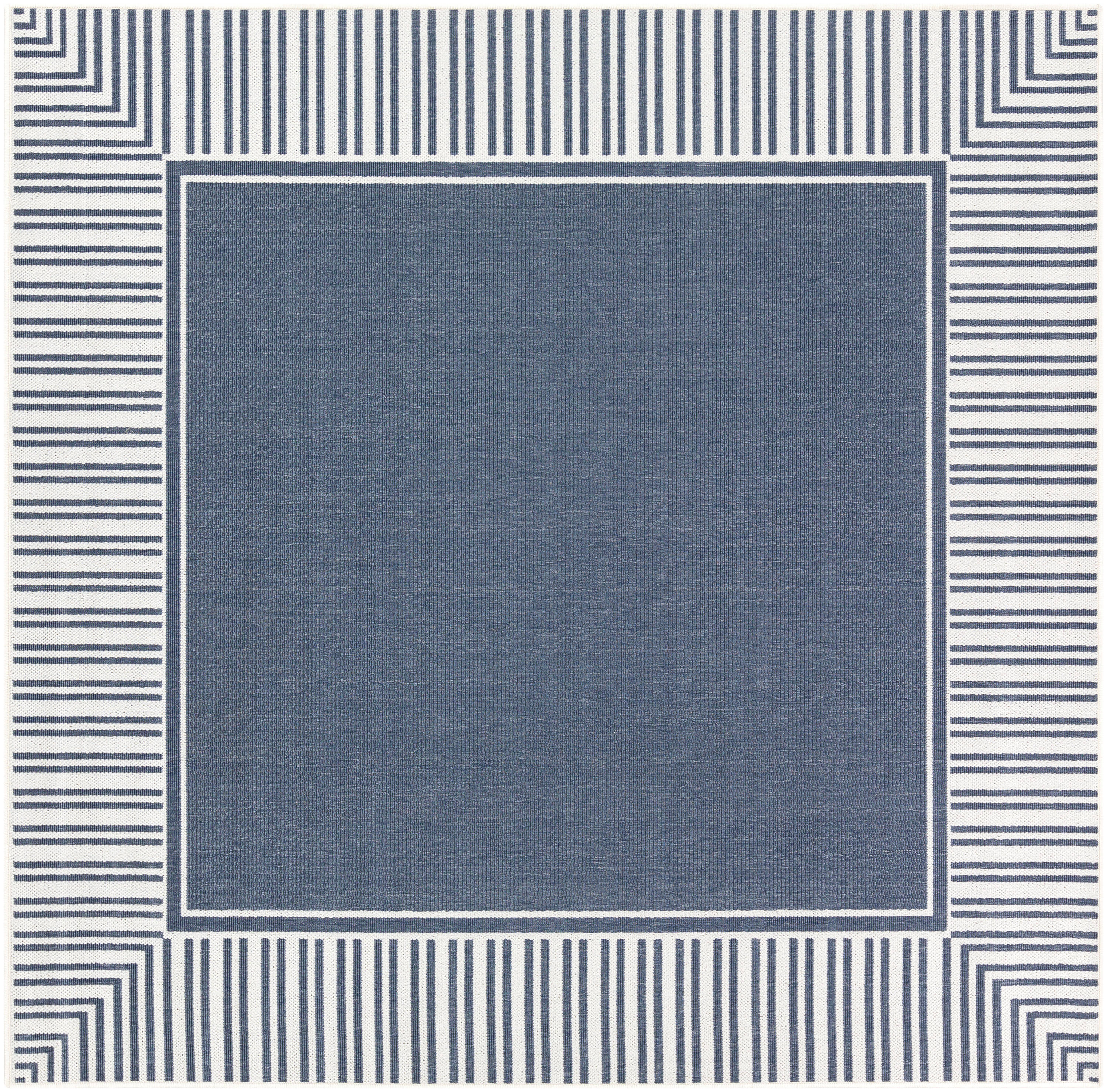 Livabliss ALF9682-73SQ Alfresco 7 x 7 (ft) Synthetic Navy Square Indoor/Outdoor Border Area rug
