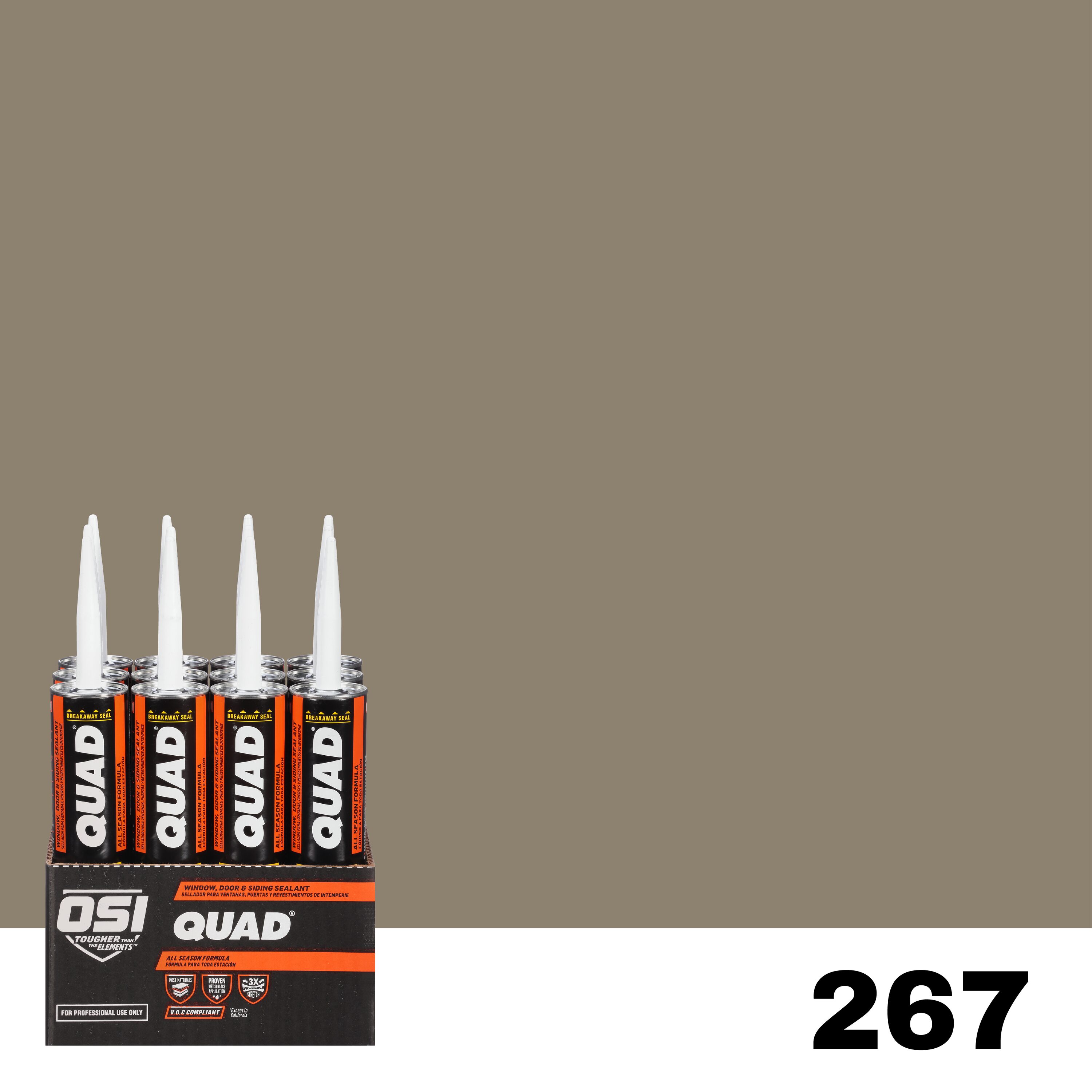 OSI 1637205 Quad 12 -Pack 10-oz Window door Brown 267 Paintable Solvent Caulk