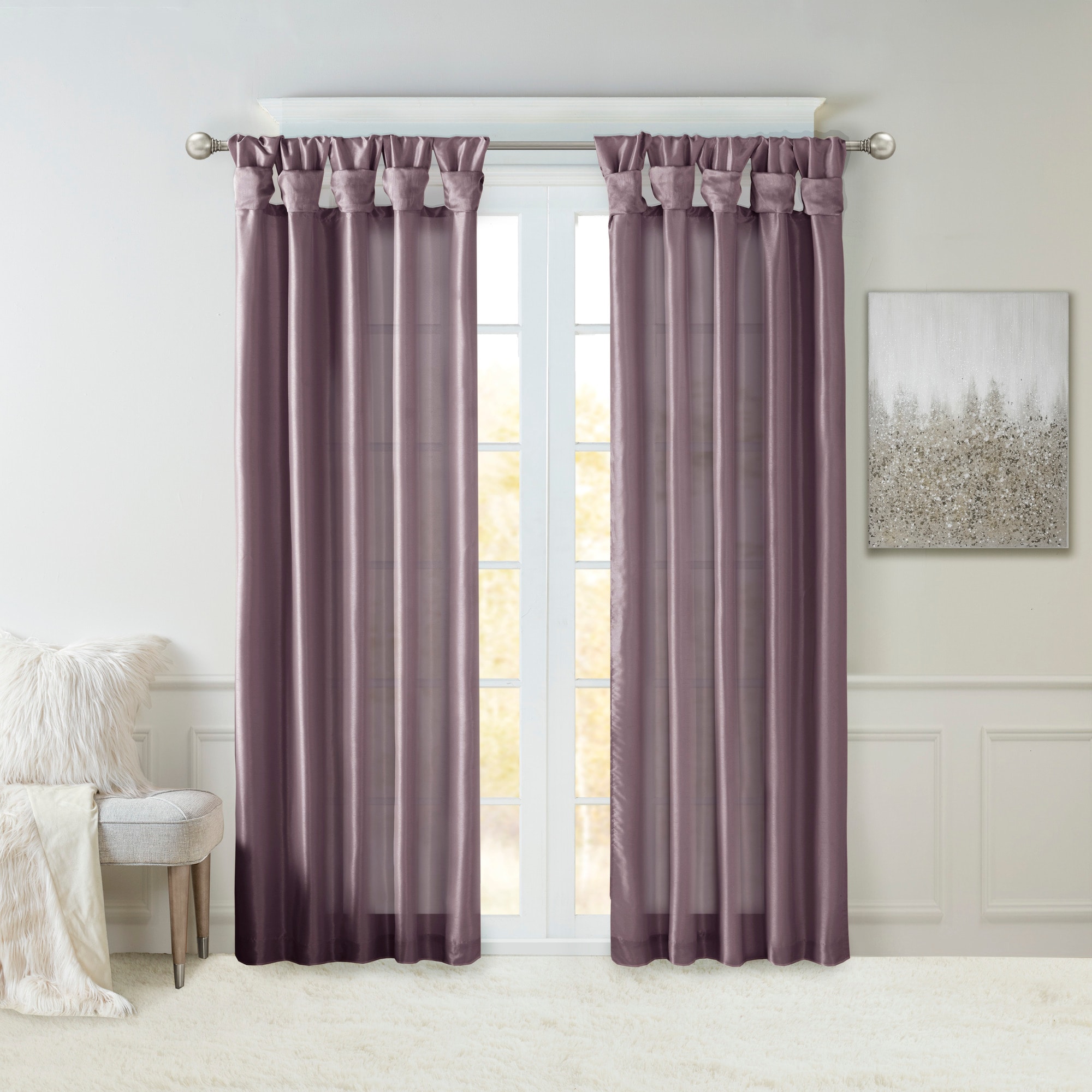 Madison Park MP40-3554 108-Inches Purple Interlined Top tab Single curtain panel