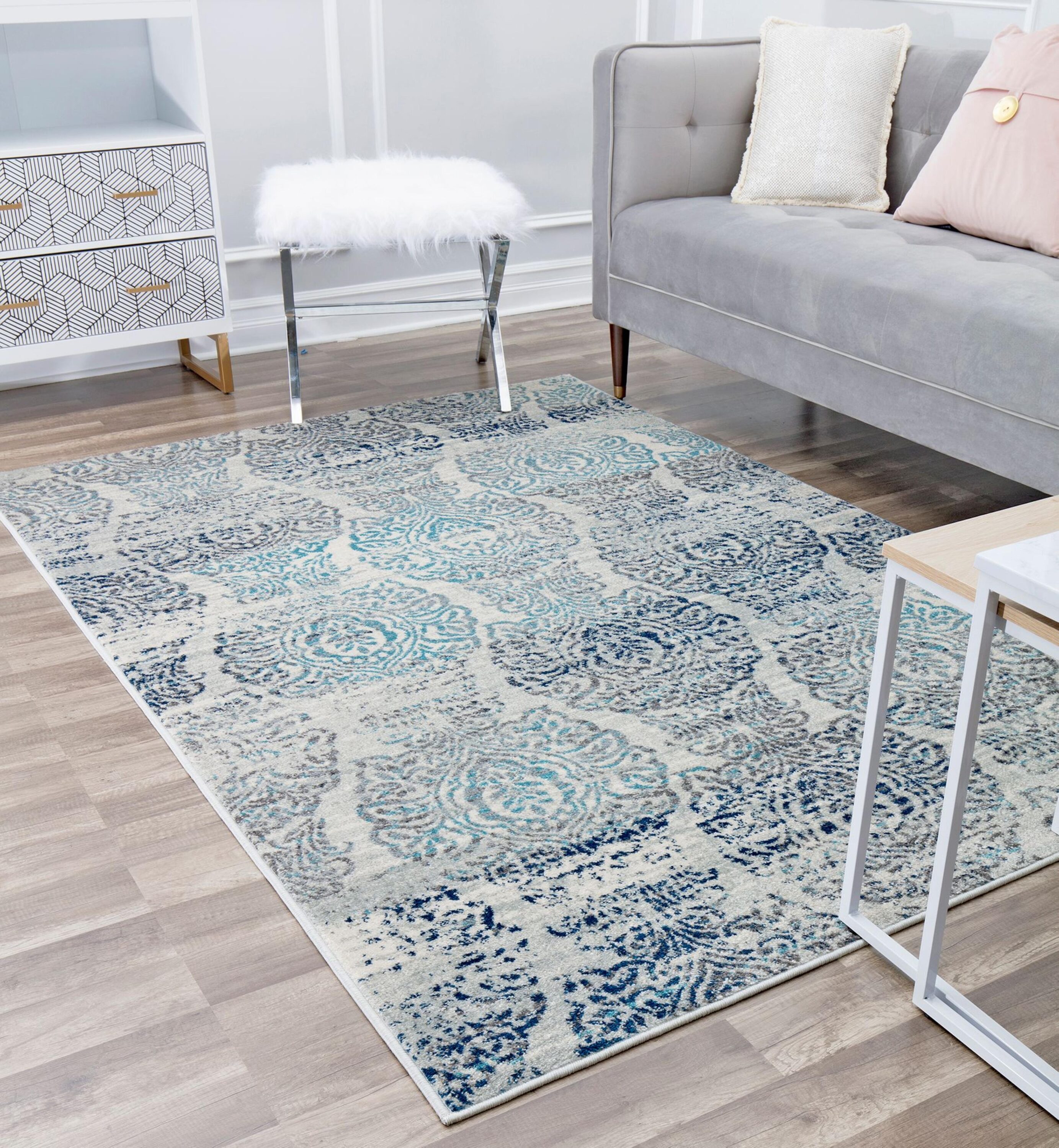 Rugs America Kaia Dove Slate 5x7 Rug - Soil and Stain Resistant ...