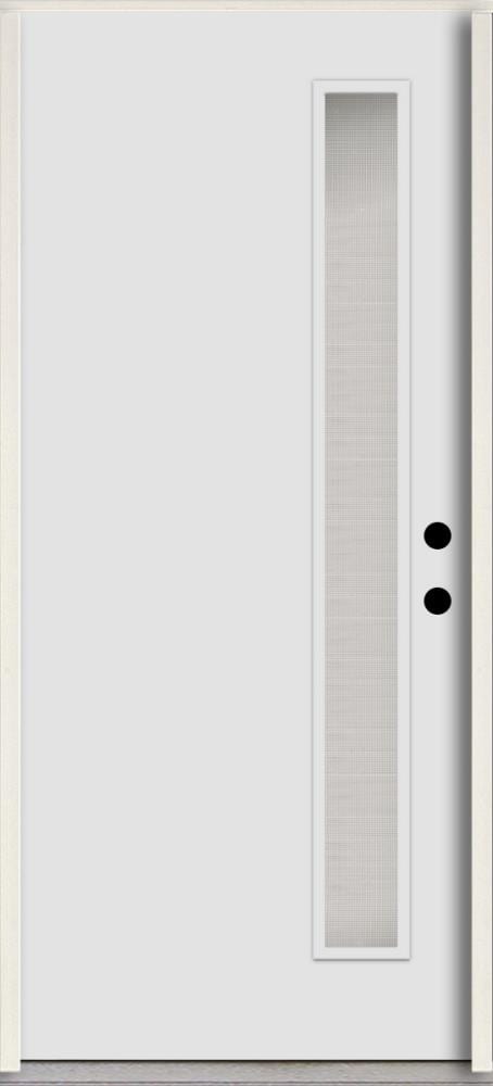RELIABILT LO1065448 Spotlights 32-in x 80-in x 4-5/8-in Fiberglass 1/4 lite Left-hand inswing Arctic White Paint Painted Prehung Front Door Insulating core