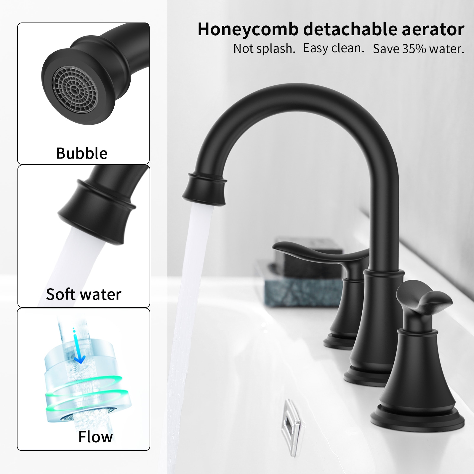WELLFOR WF-B3373-MB Lavatory-Faucets - View #2