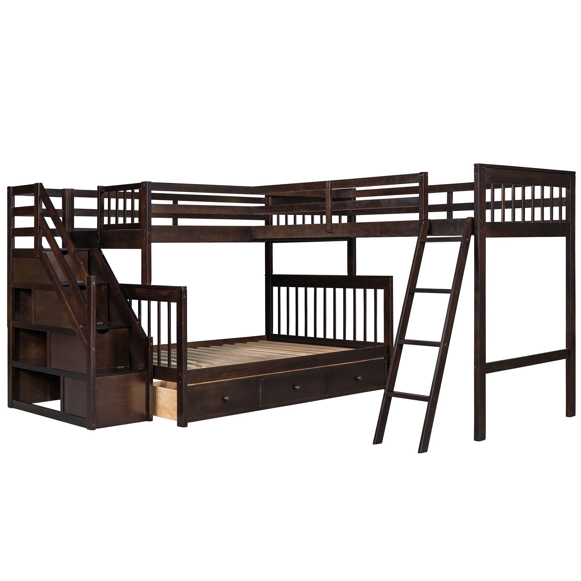 Qualler BLK00810P Espresso Twin over full Bunk Bed