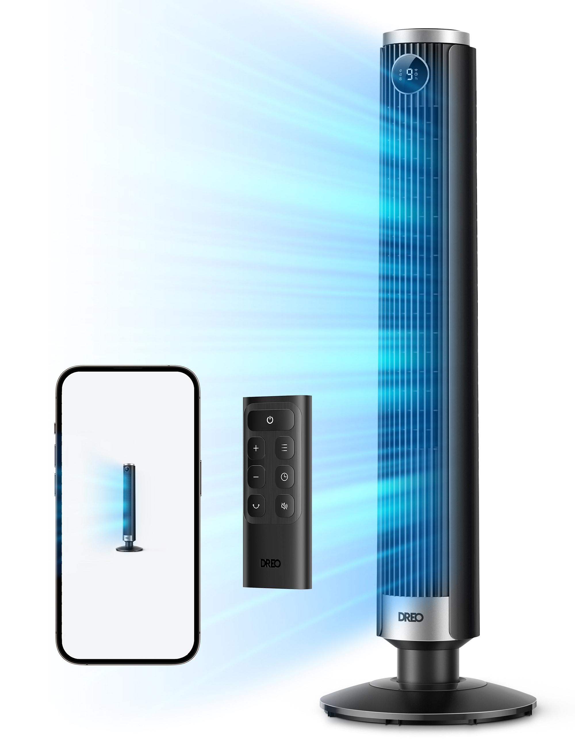 DREO 42-in 120 -Volt High Velocity Indoor Black Oscillating Tower Fan with Remote #DR-HTF024S