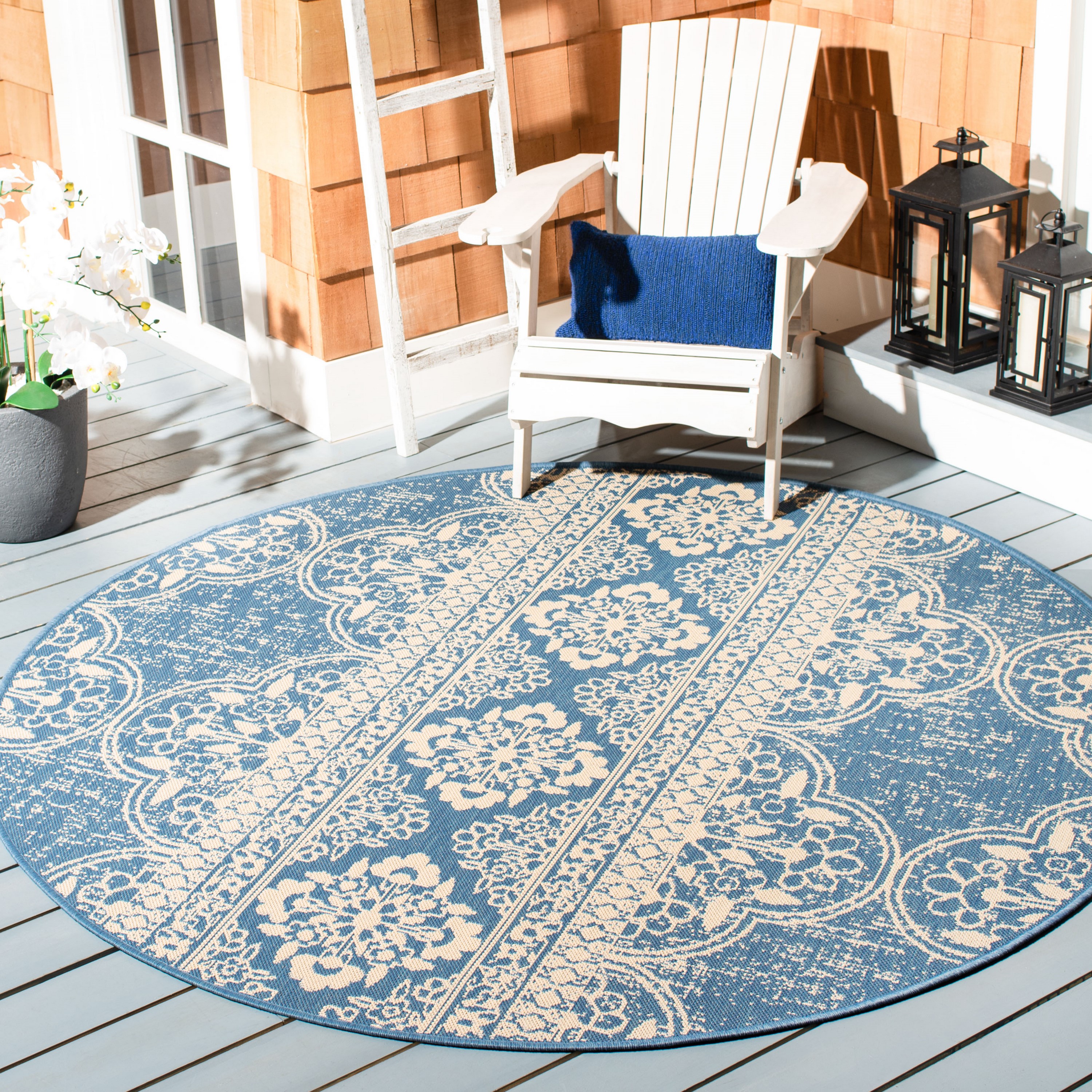 Safavieh Beach House Tressie 9 X 12 (ft) Cream/Beige Indoor/Outdoor  Floral/Botanical Bohemian/Eclectic Area Rug in the Rugs department at