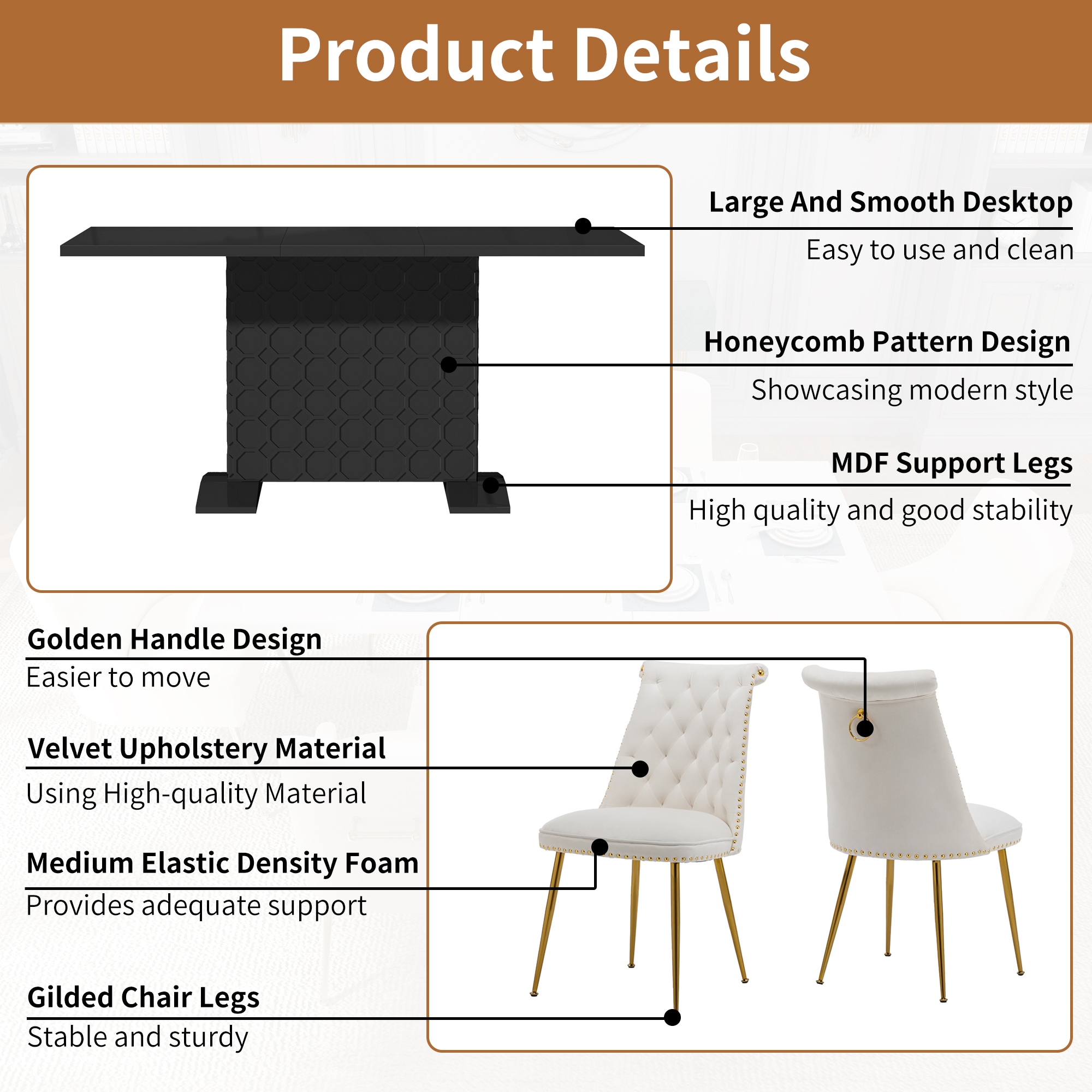 Clihome CL-ST1-BK703BG Dining-Sets - View #9