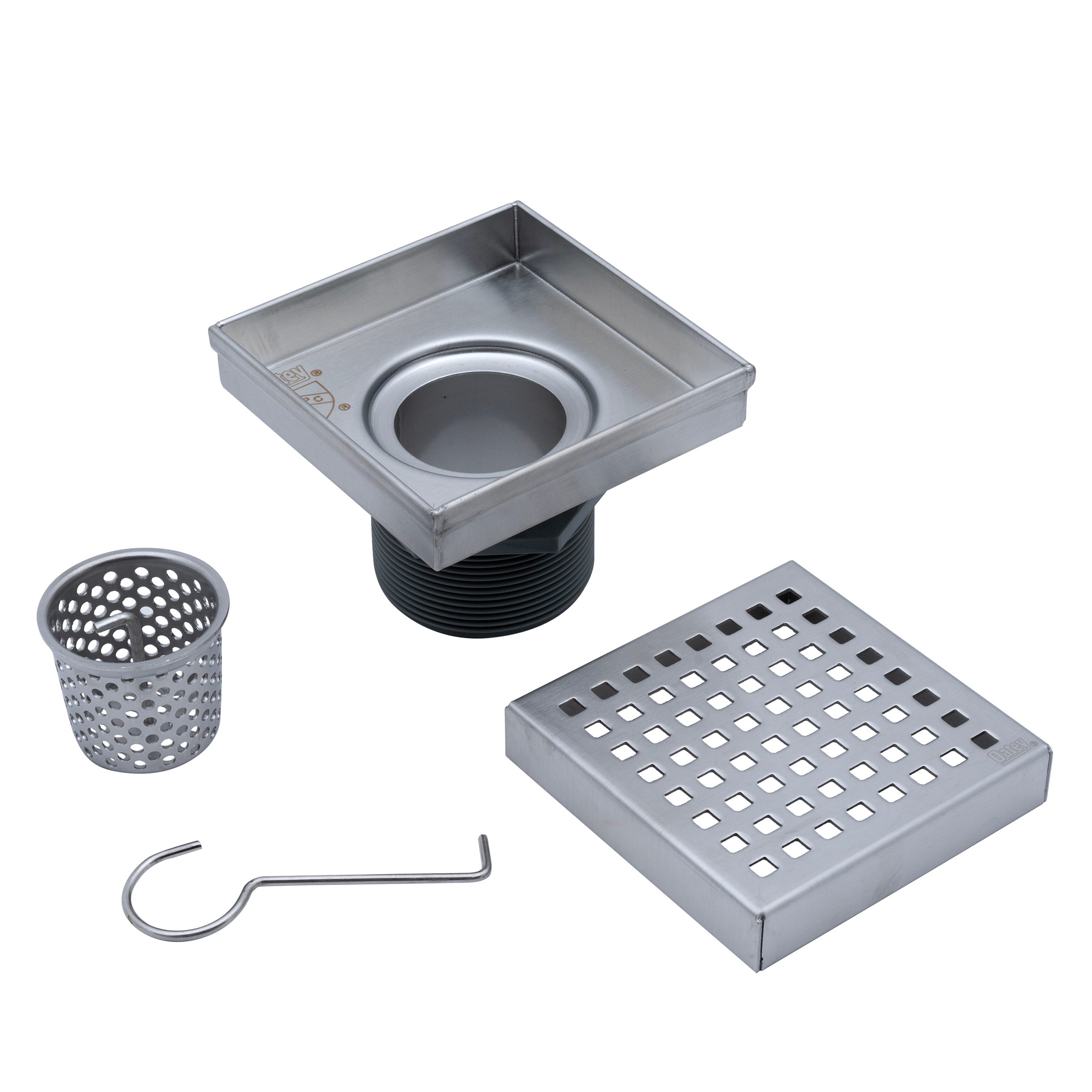 Oatey Vivante 4-in Stainless Steel Square Shower Drain with Square ...