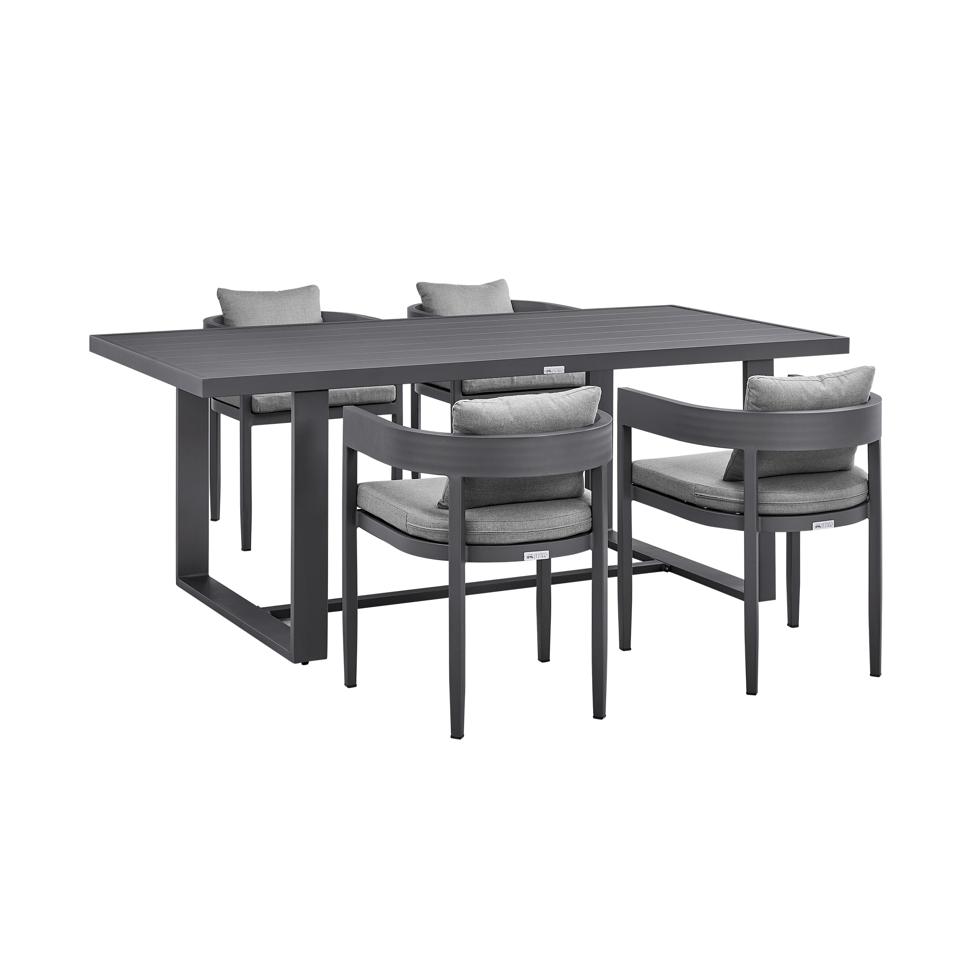 Modern Dark Gray Aluminum 5-Piece Outdoor Dining Set with Cushions