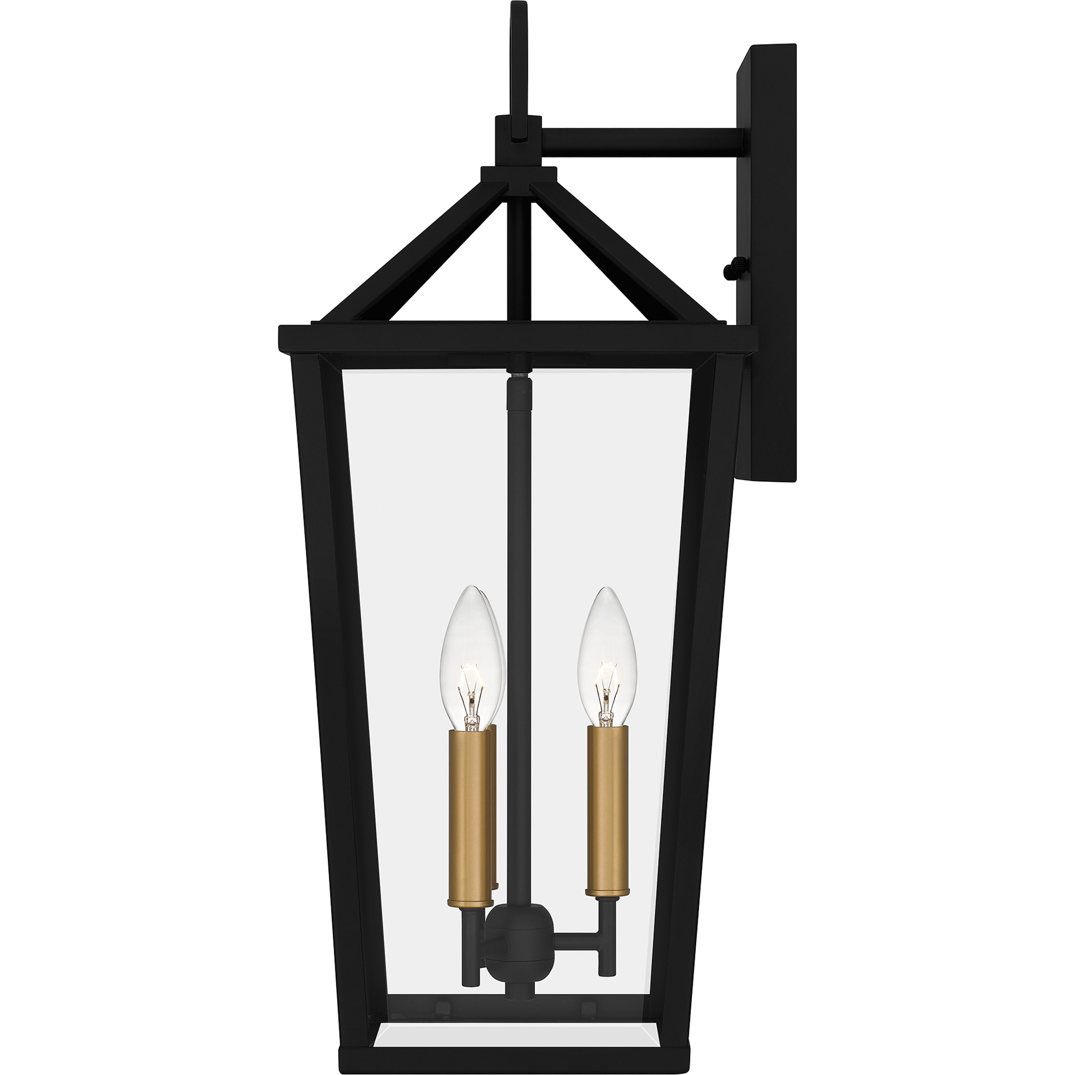 Matte Black and Gold 3-Light Outdoor Wall Sconce