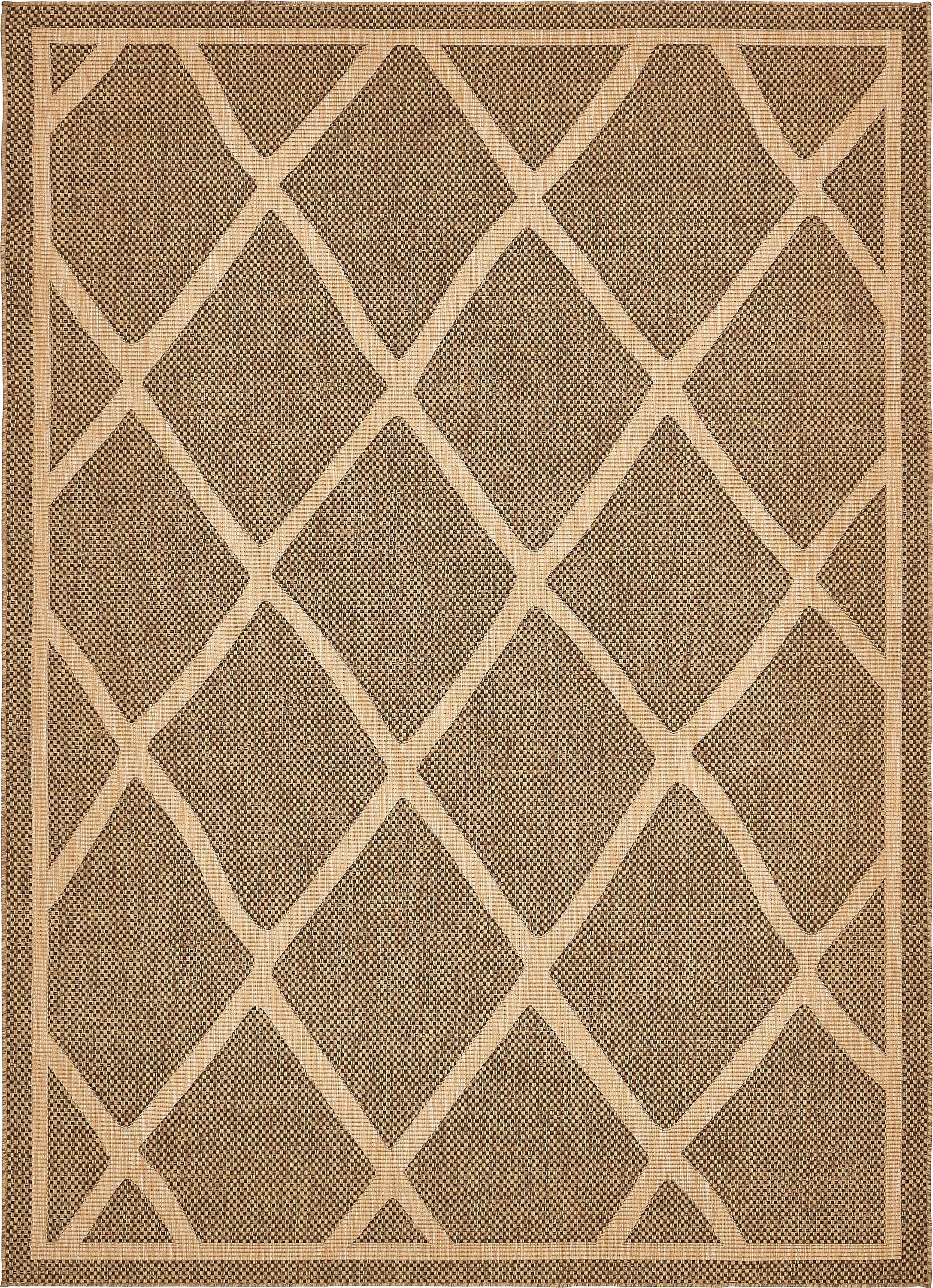 Brown Rectangular 8' x 10' Synthetic Outdoor Area Rug