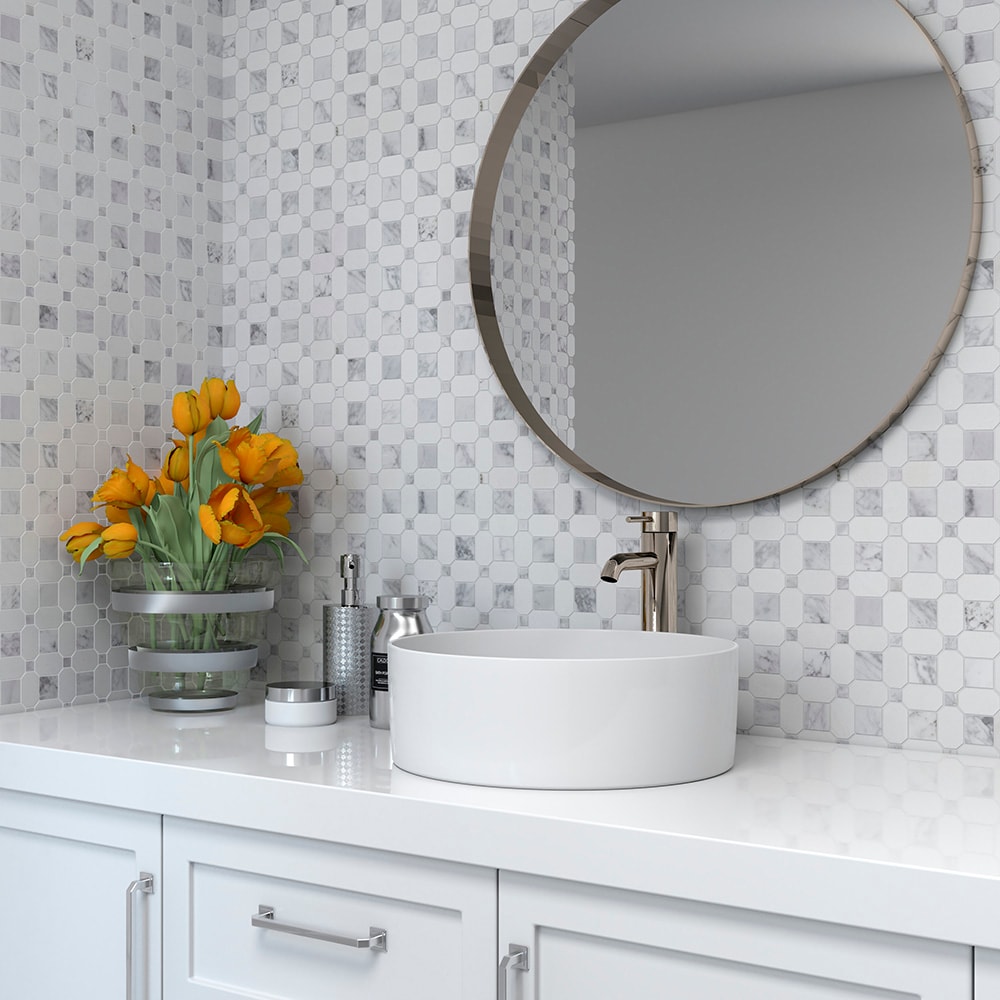 Astor Lane Marble 12-in x 12-in Polished Natural Stone Marble Basketweave Floor and Wall Tile (0.88-sq ft/ Piece)