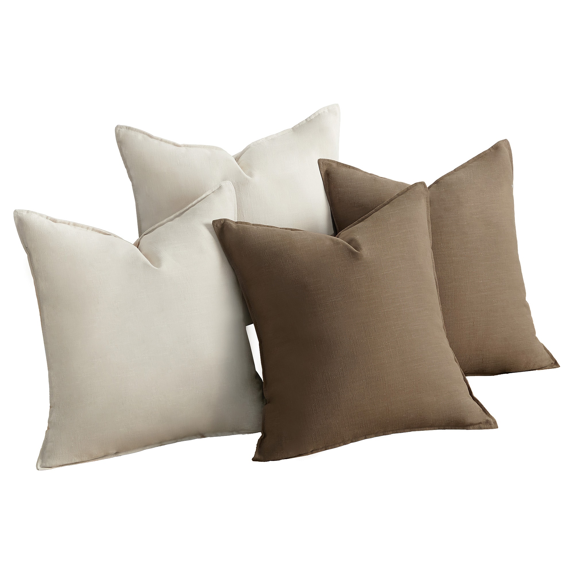 Garvee 4 Pack Linen Throw Pillow Covers 18x18 Inch Farmhouse Boho Decorative Cushion Cases with Hidden Zipper for Couch Sofa Living Room Bedroom 2 Khaki / 2 Coffee #BZZ-RGJMQICMAELS