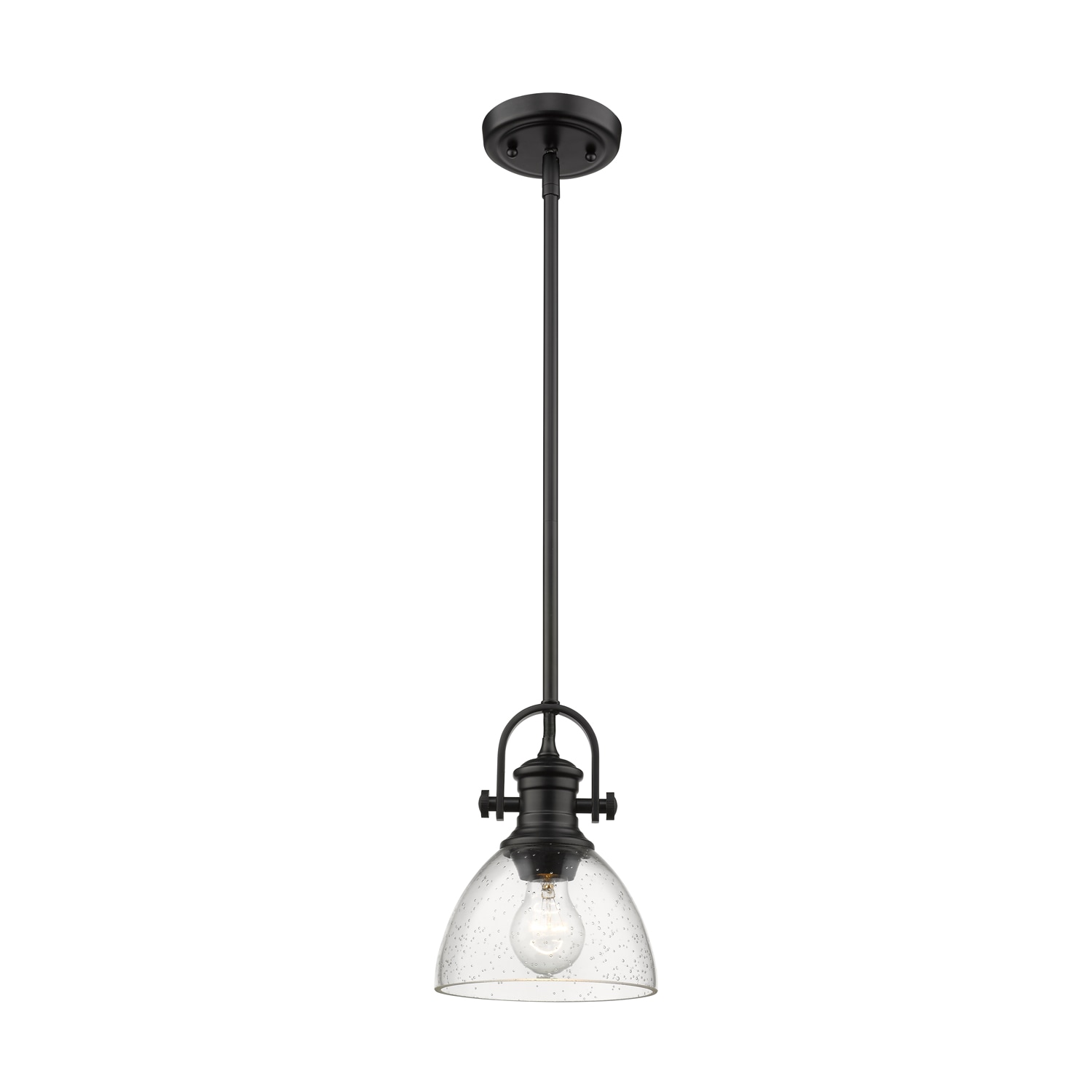 Hines Transitional Black Mini Pendant with Seeded Glass