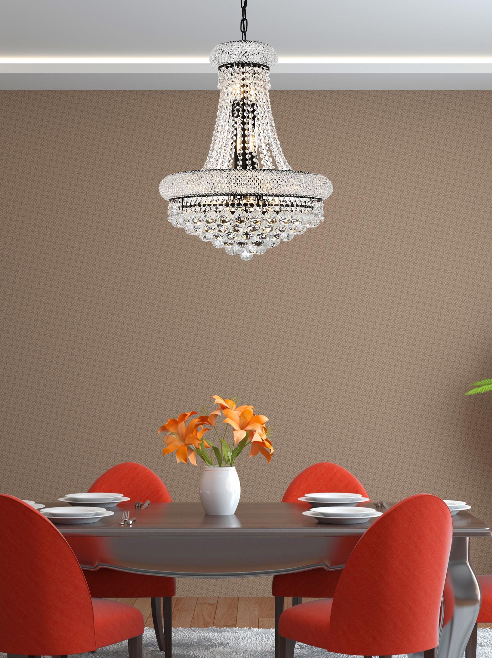 Black and Clear Crystal 14-Light Mini Chandelier