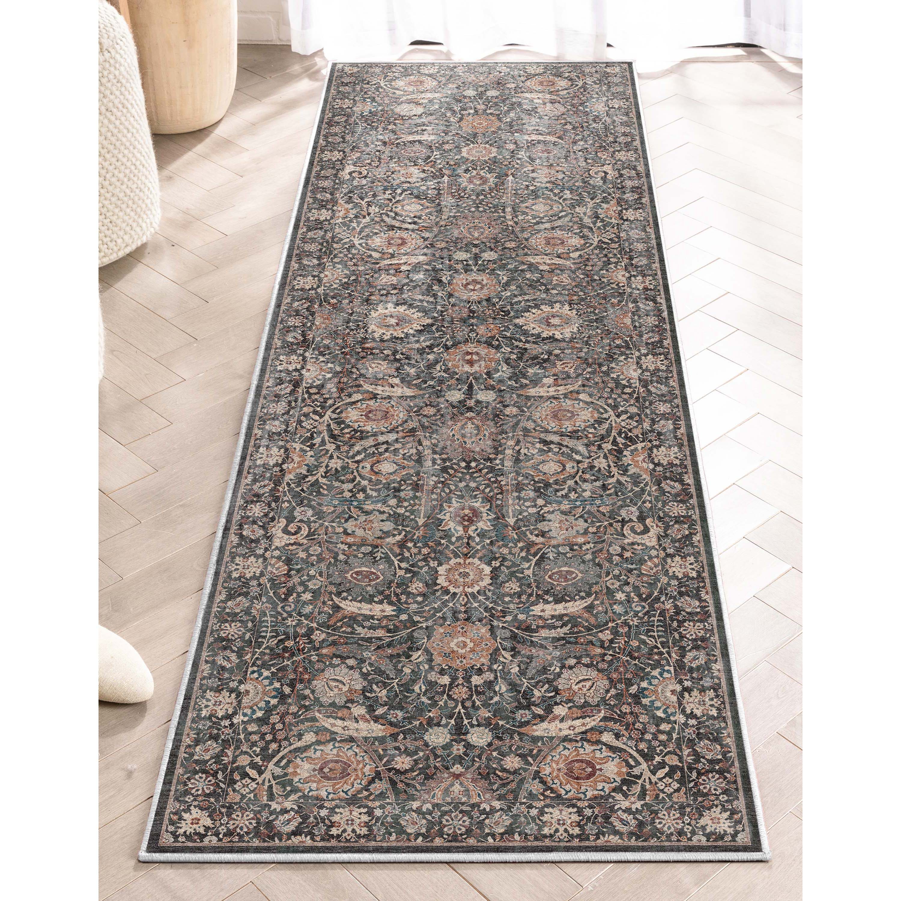 Well Woven W-AS-01A-2 2 x 8 (ft) Flatweave Polyester Blue Rectangular Indoor Medallion Vintage Runner rug