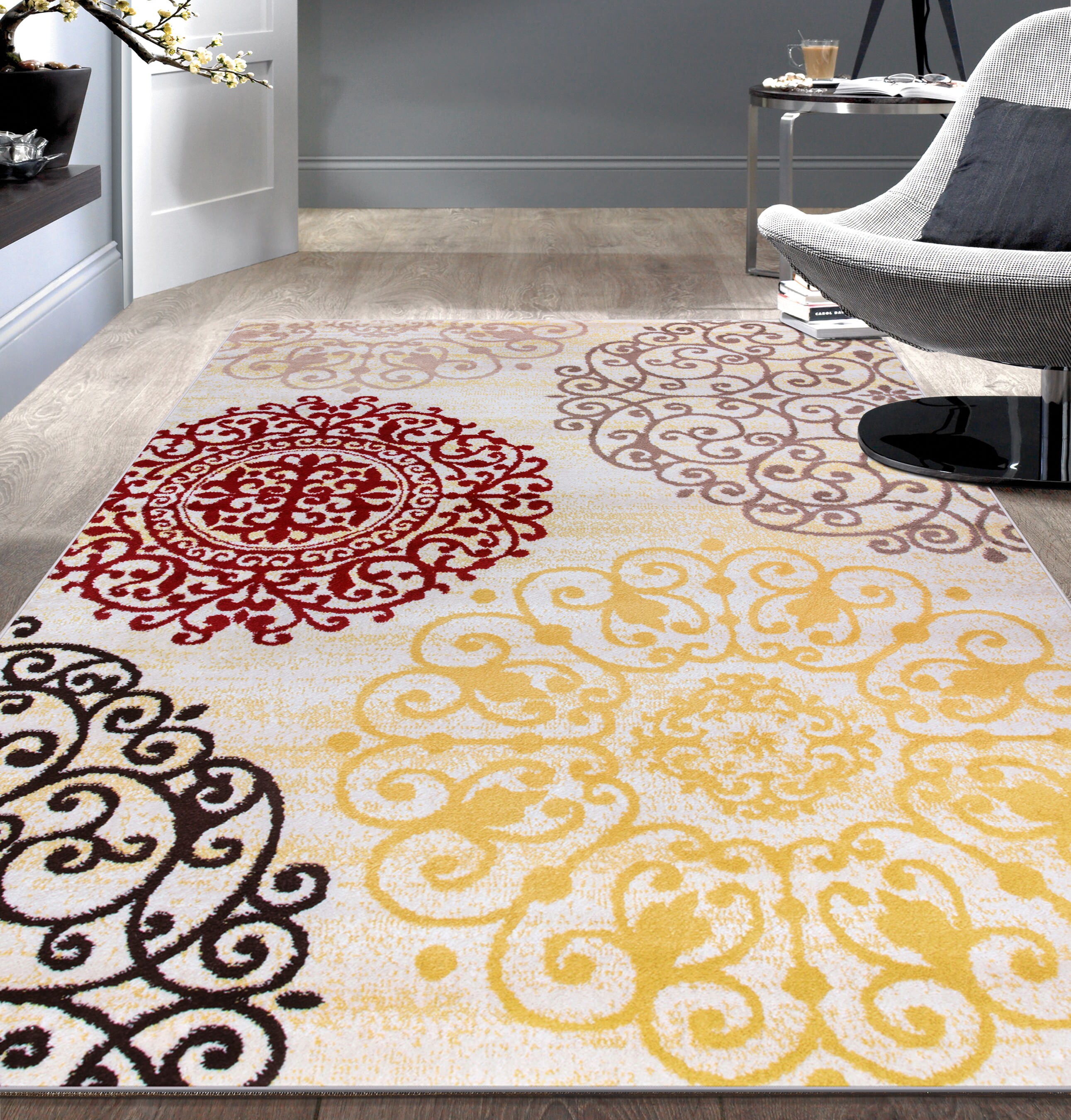 World Rug Gallery Contemporary Modern Floral Anti Fatigue Standing