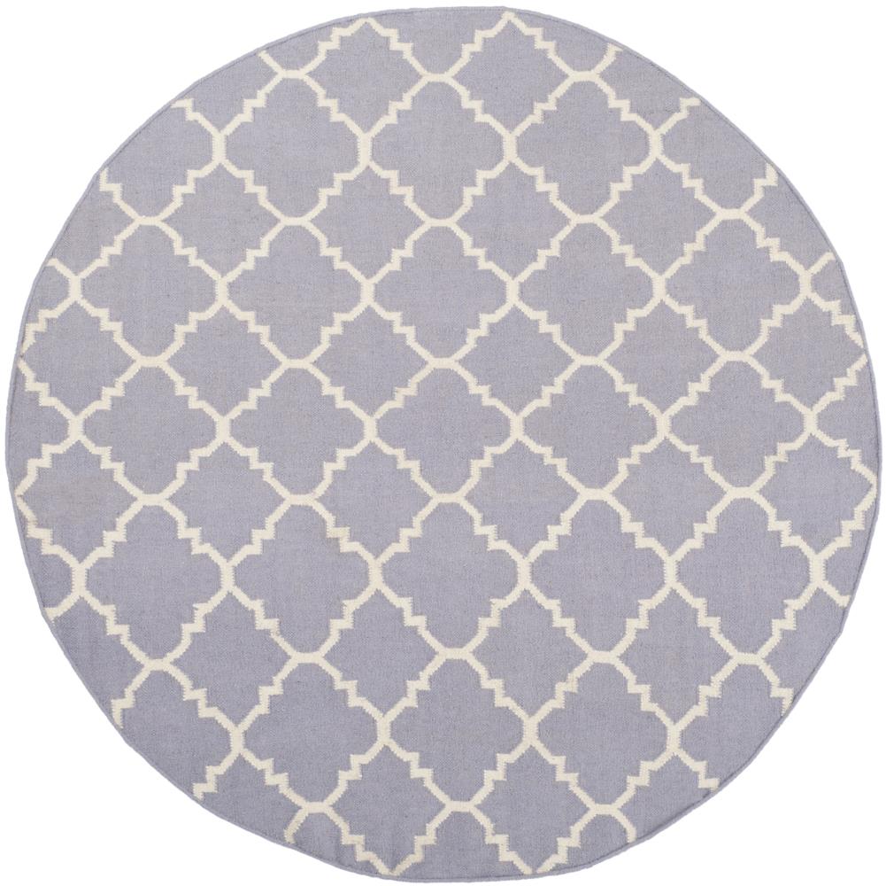 Safavieh DHU554J-6R Dhurries Malina 6 x 6 (ft) Wool Purple/Ivory Round Indoor Trellis Coastal Area rug