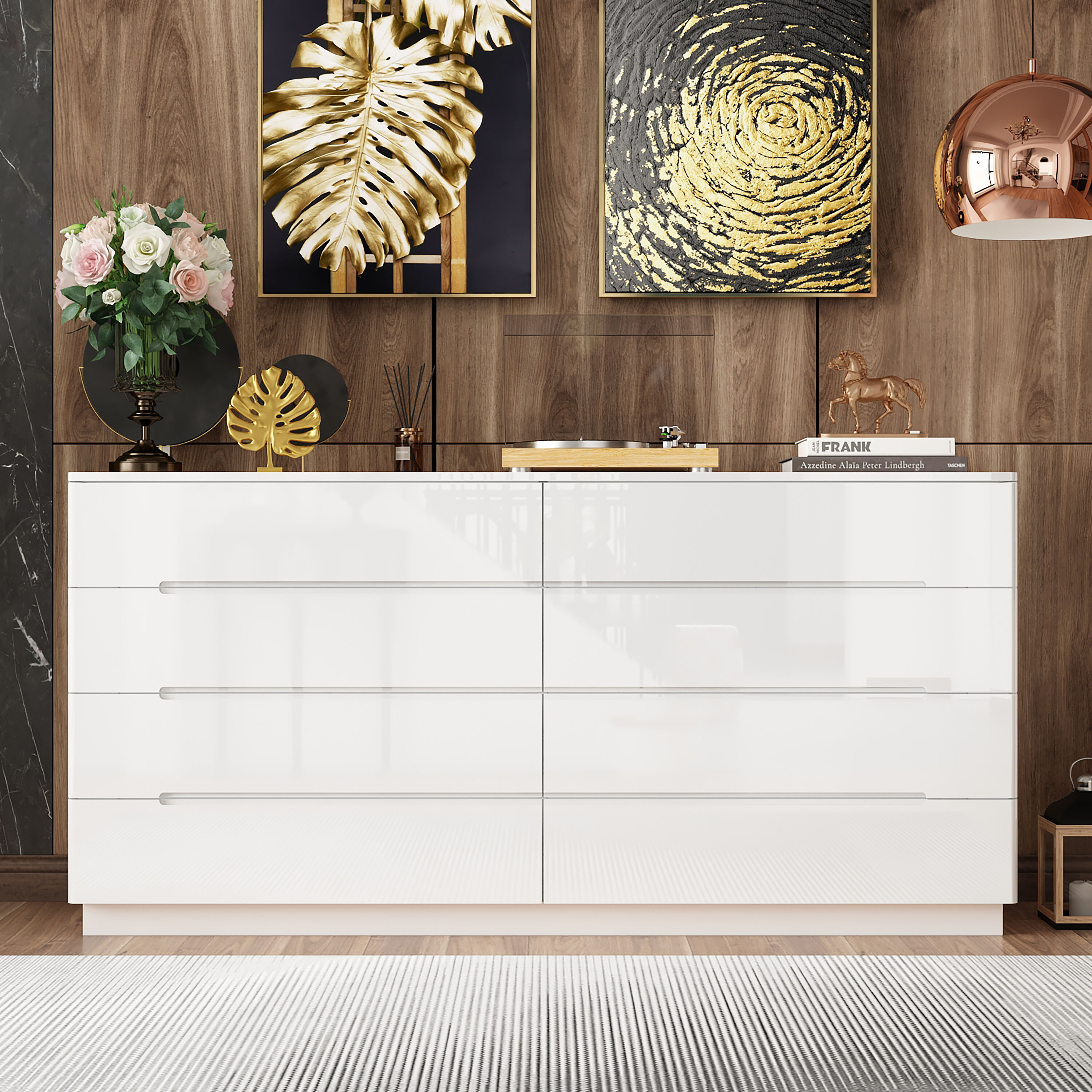 FUFU&GAGA KF020326-01 White 8 -Drawer Standard dresser
