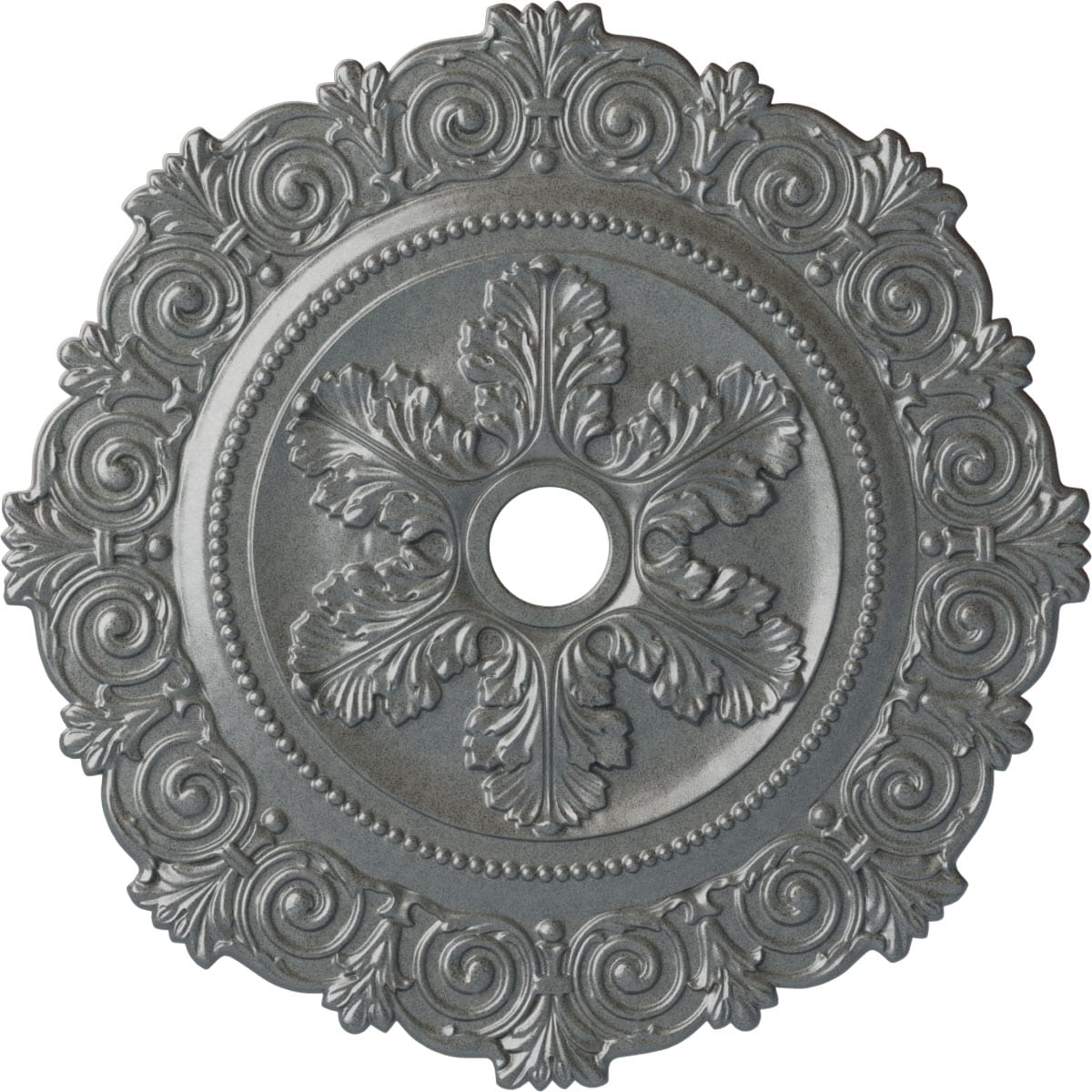 Ekena Millwork CM33SCPLS Scroll 33.25-in W x 33.25-in L Painted Platinum Polyurethane Whole Ceiling Medallion