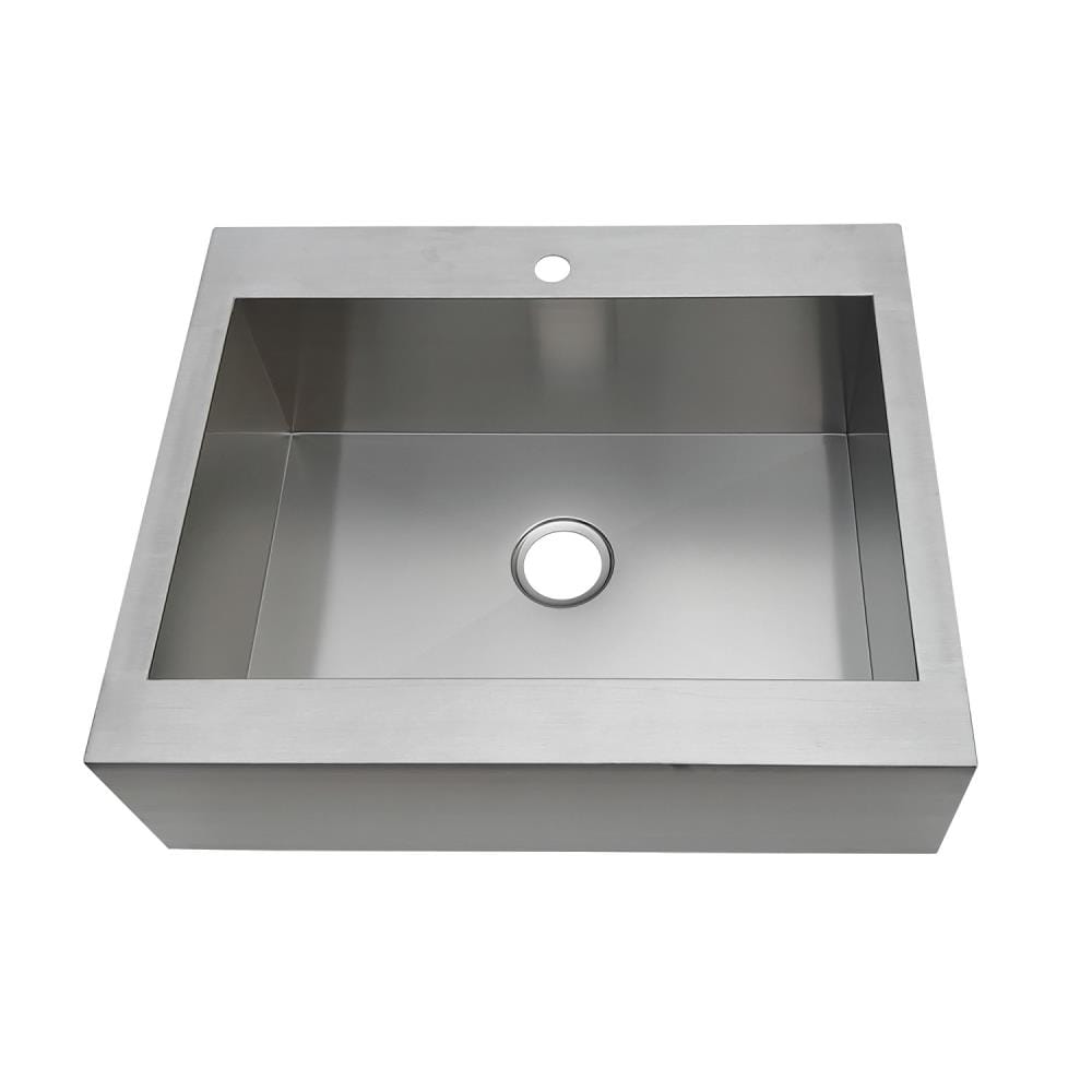 Kingston Brass WLGKTSF302491 Gourmetier Drop-in 29.75-in x 24.31-in Stainless steel Single bowl 1-Hole 18 -Gauge Kitchen Sink