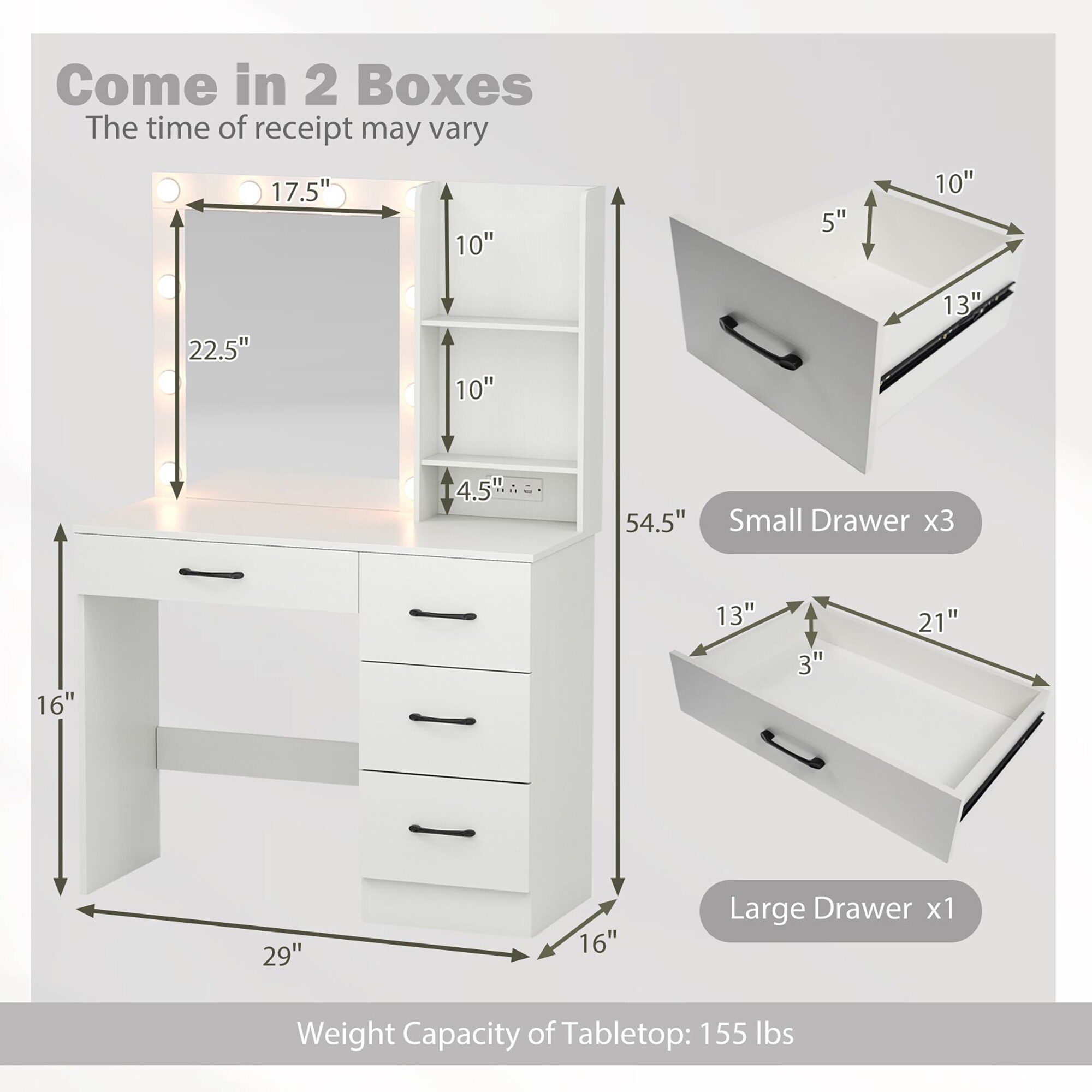 Costway HCST05081 Bedroom-Vanities - View #2