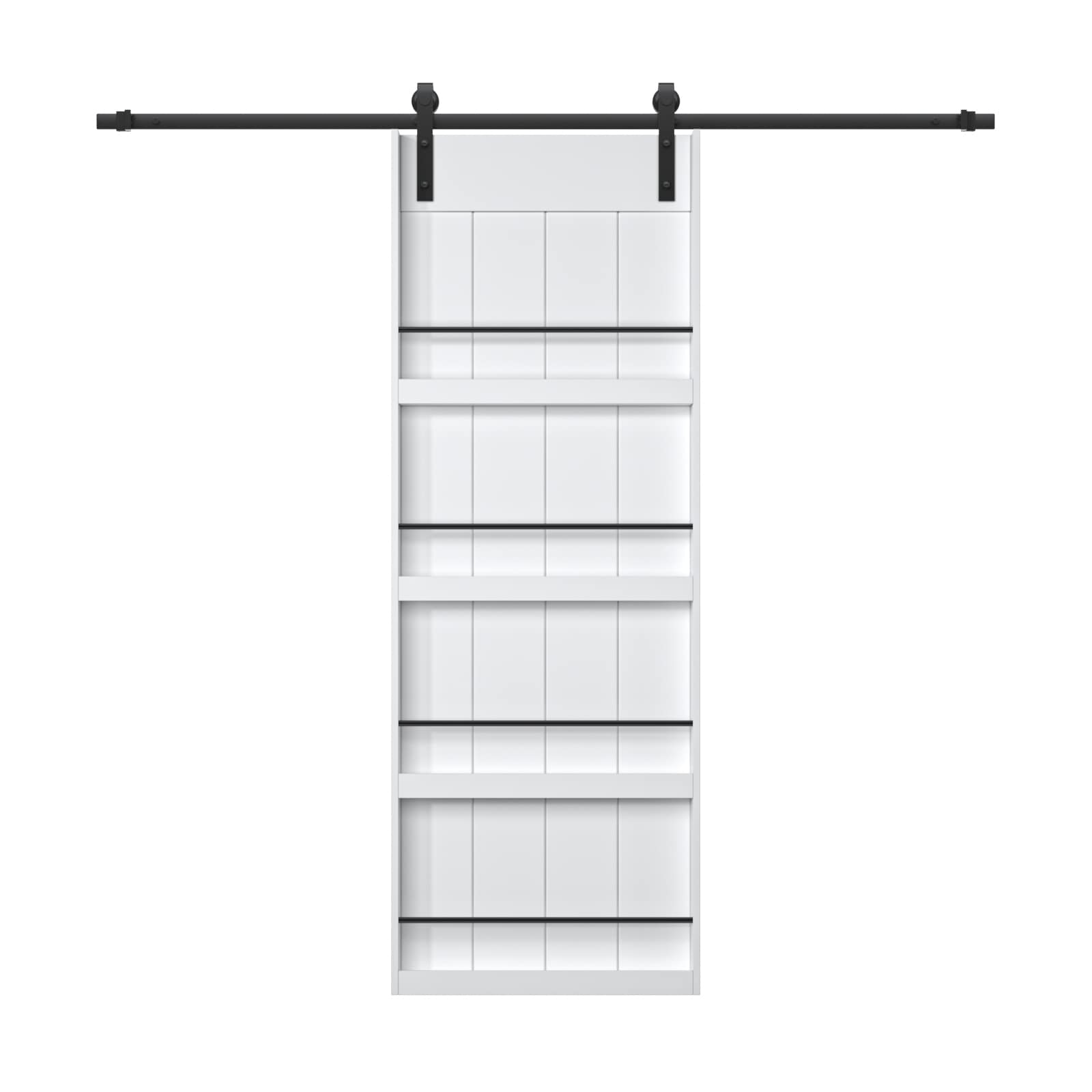 JUJUBON IN-BDWT-BD1-BS-30 30-in x 84-in White Square MDF Solid core Single Barn Door (Hardware Included)