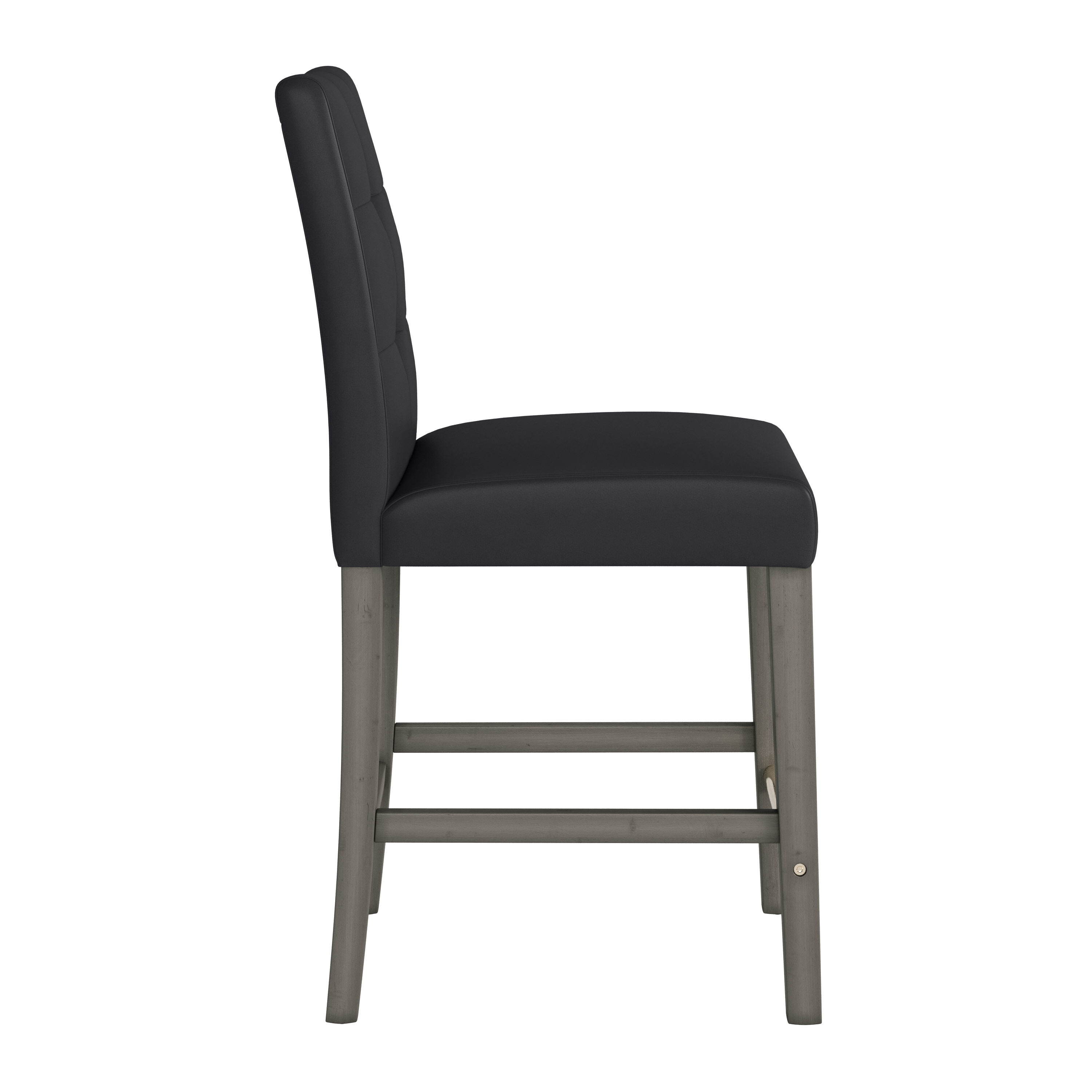 Graphite Black Vegan Leather and Wood Counter Height Barstool